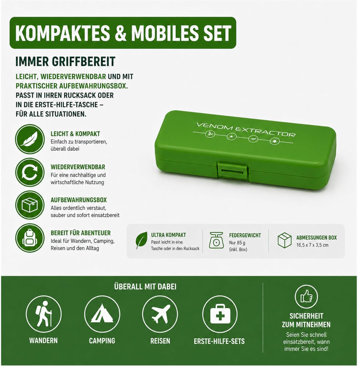 2 in 1 Kombi-Set: Giftsauger + 3 Zeckenhaken – Das Komplettpaket zur Behandlung von Insektenstichen und Zeckenstichheiler – Bild 8