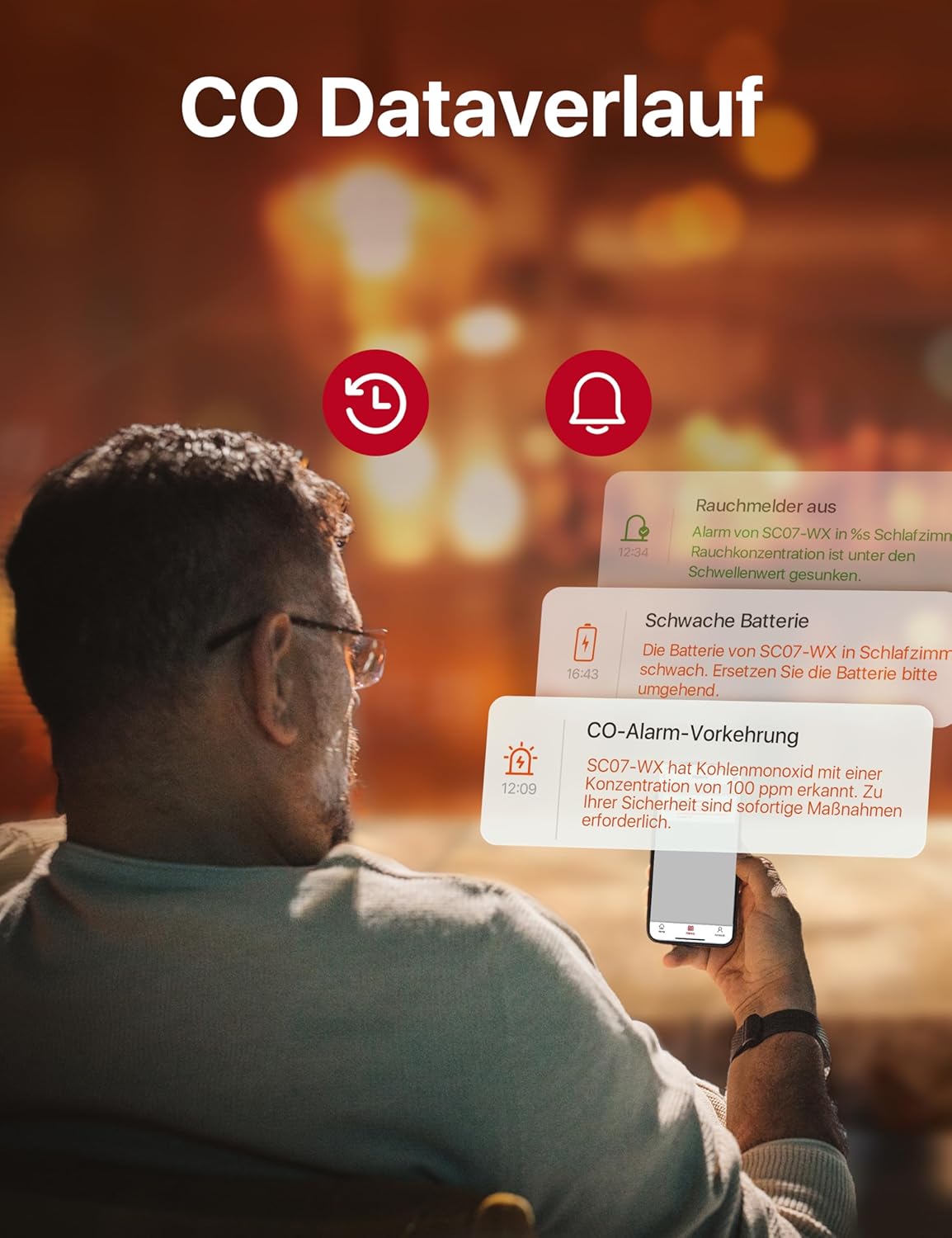 X-Sense WLAN-Rauch- und Kohlenmonoxidmelder mit austauschbarer Batterie, intelligenter Kombinationsmelder, kompatibel mit der X-Sense Home Security App, SC07-WX, 1 Stück – Bild 5