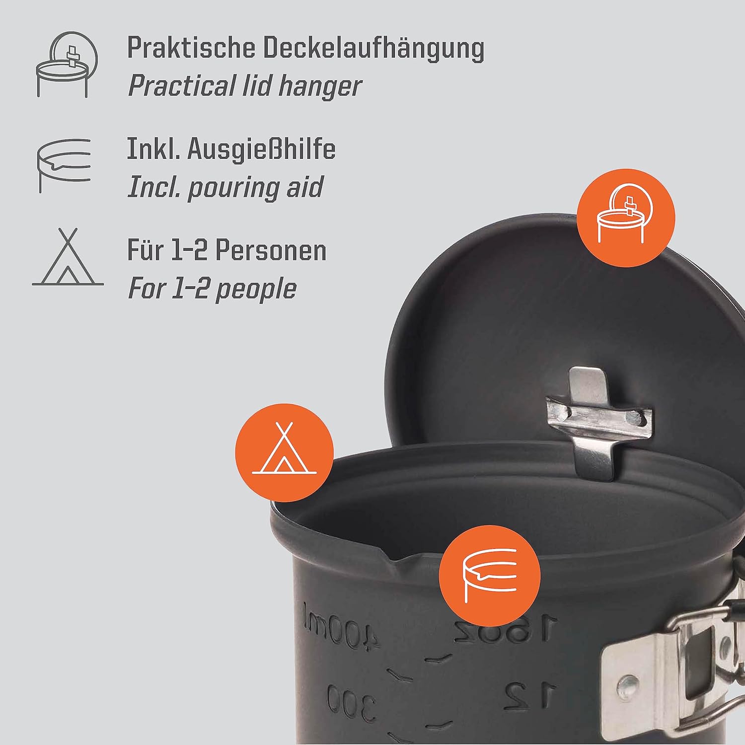 Esbit 310/567 Plain Grey, Trockenbrennstoff-Kochset, Grau, 585 ml – Bild 3