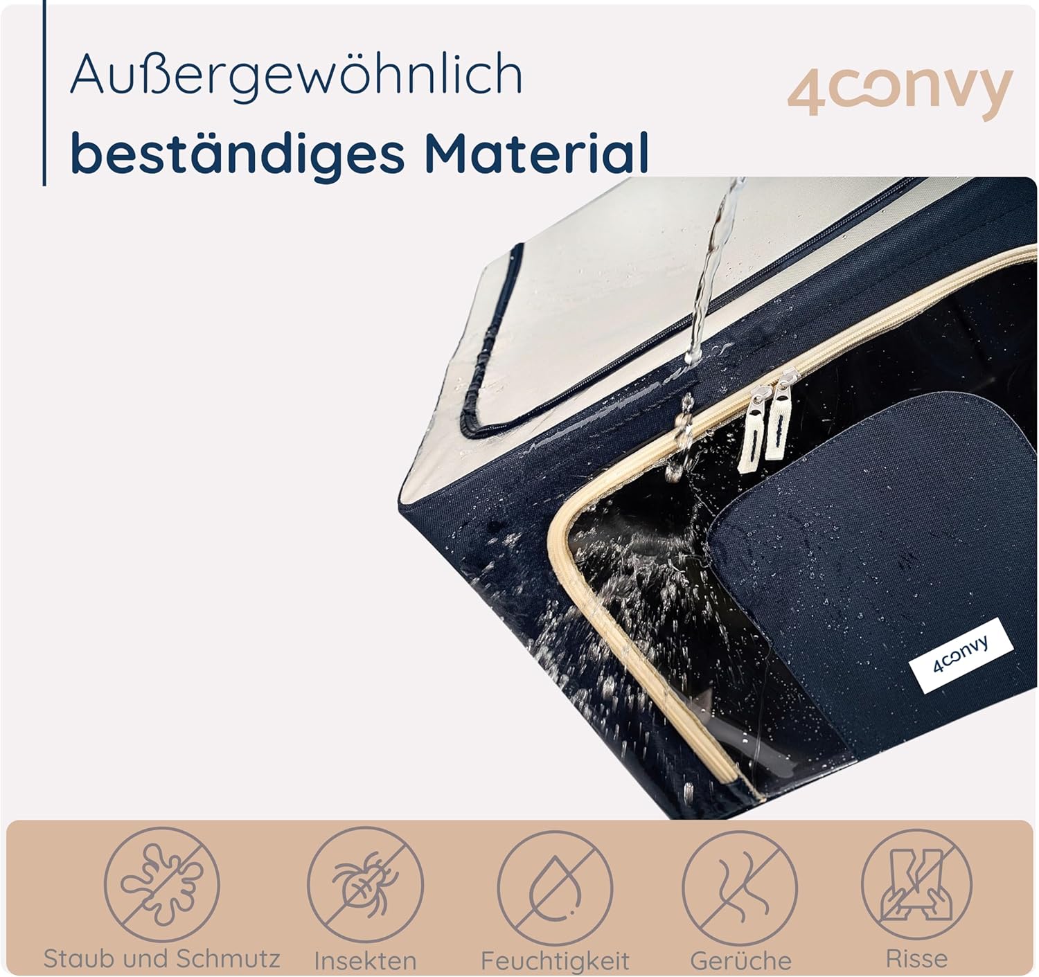 Starre, faltbare Kleideraufbewahrung 4CONVY – Aufbewahrungstasche für Bettdecken/Kissen/Kleidung/Bettwäsche mit Metallrahmen und 2 Fenstern – stapelbar – nicht zerknitterte Dinge – 2er-Pack – Bild 5