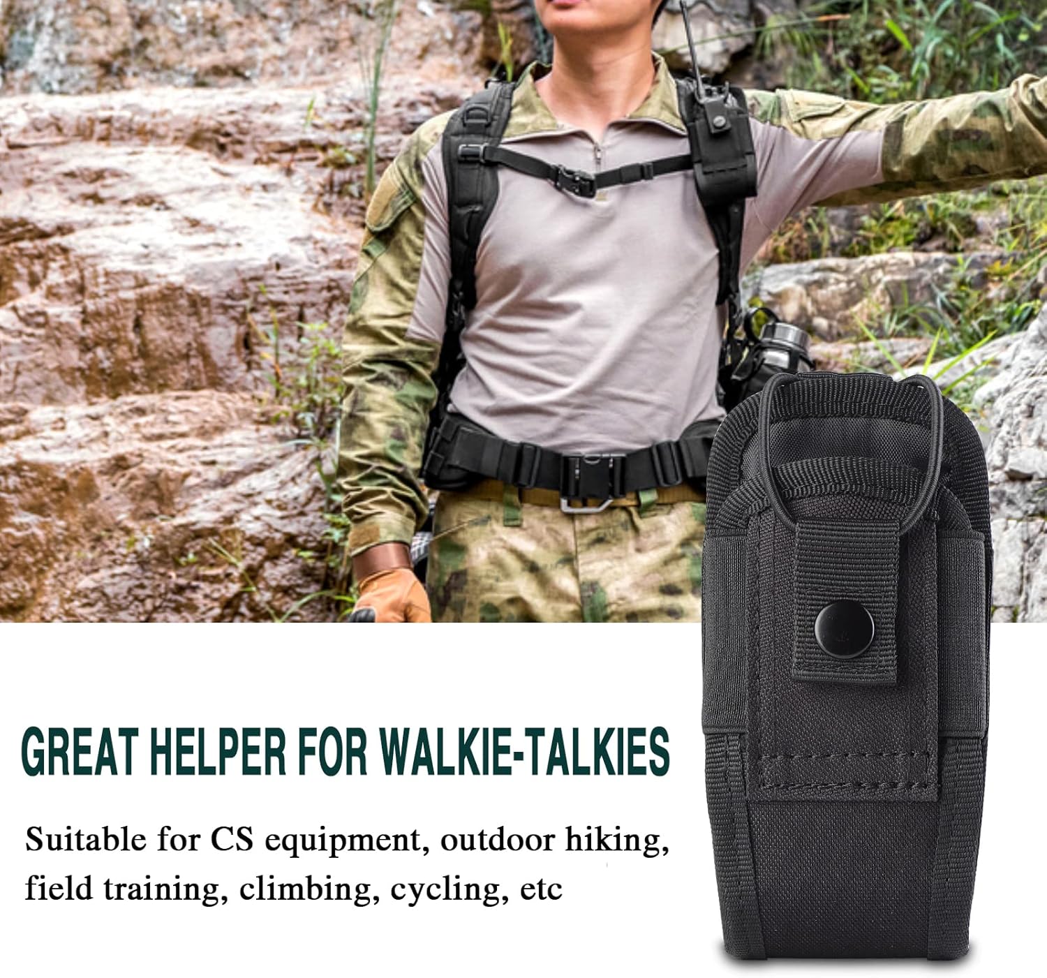 Kyrio Molle Funkgerät-Halterung, taktische Walkie-Talkie-Tasche für Dienstgürtel, GPS-Radio-Holster-Tasche, Jagd-Intercom-Tasche, Interphone-Tasche – Bild 3