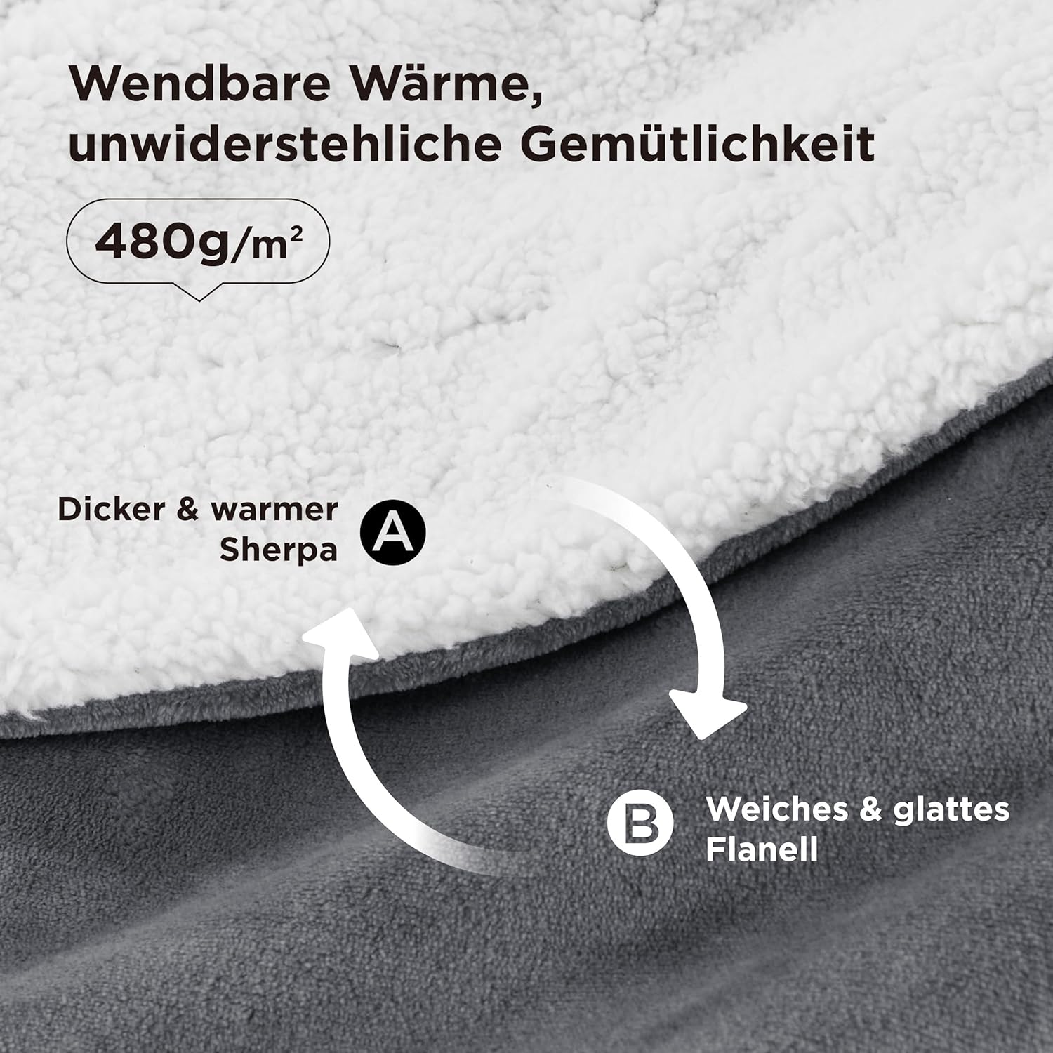 Bedsure Sherpa doppelseitige Decken, Kuscheldecken, extra dicke und warme Sofadecke, Couchdecke aus Sherpa, superflauschige Fleecedecke als Sofaüberwurf oder Wohnzimmerdecke – Bild 3