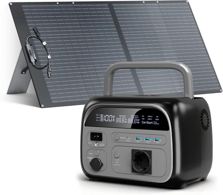 AP400 Power Station 345Wh LiFePO4 Akku, 500W Peak Solargenerator mit 100W Solarpanel, 140W Schnellladung, mobiles Solarset für Camping, Reisen, Outdoor, Notfälle und als Notfall