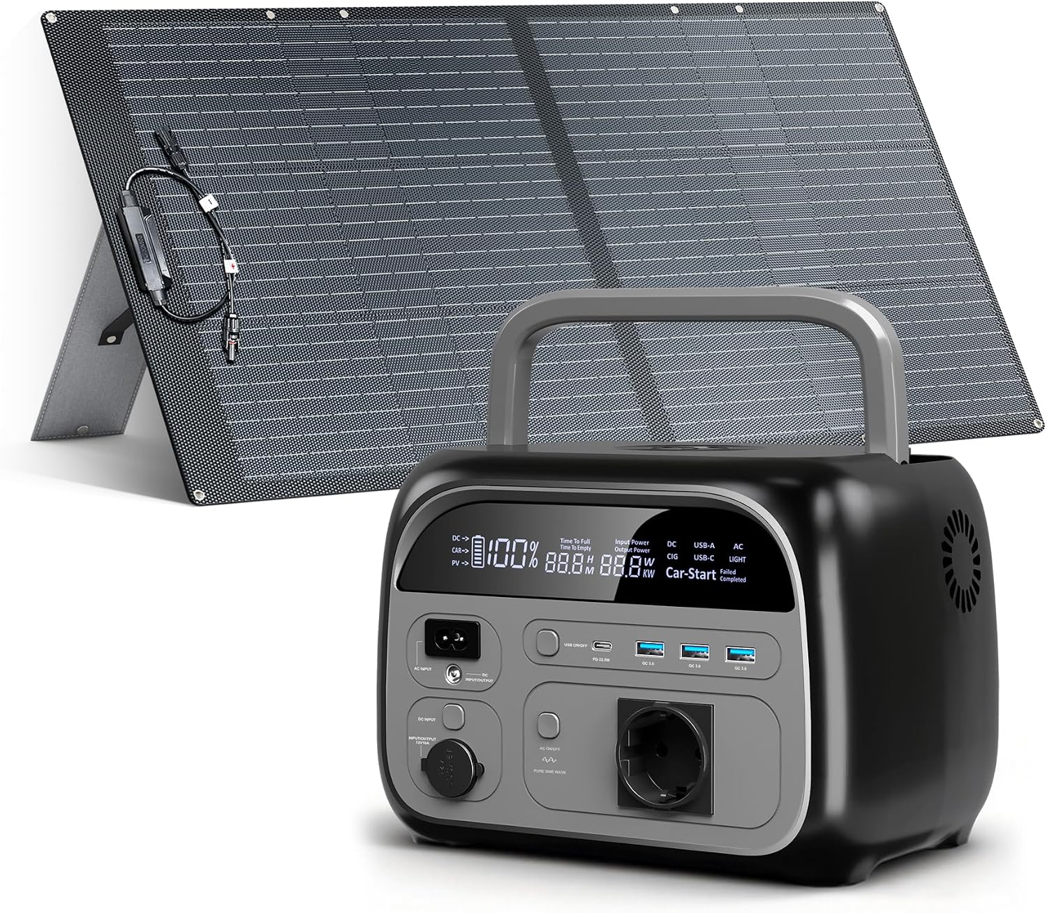 AP400 Power Station 345Wh LiFePO4 Akku, 500W Peak Solargenerator mit 100W Solarpanel, 140W Schnellladung, mobiles Solarset für Camping, Reisen, Outdoor, Notfälle und als Notfall