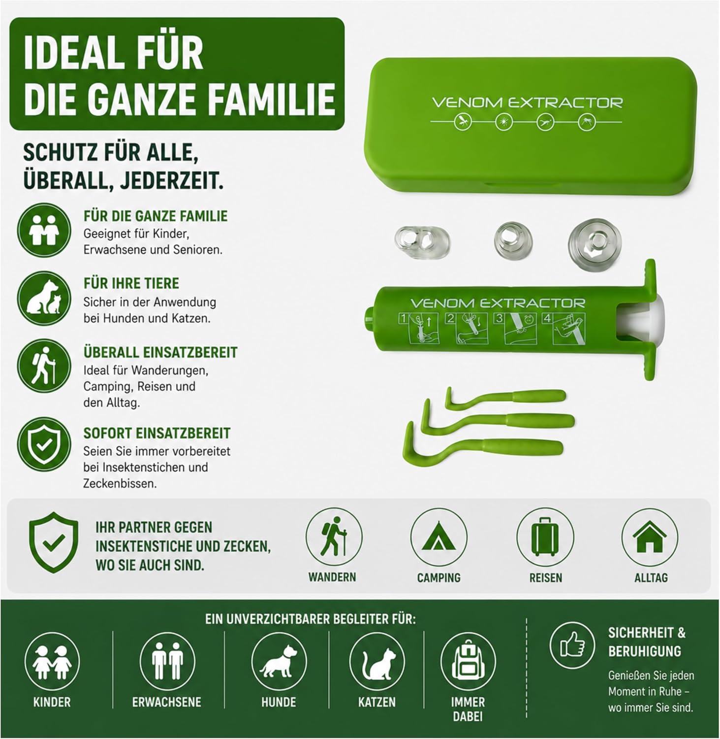 2 in 1 Kombi-Set: Giftsauger + 3 Zeckenhaken – Das Komplettpaket zur Behandlung von Insektenstichen und Zeckenstichheiler – Bild 7
