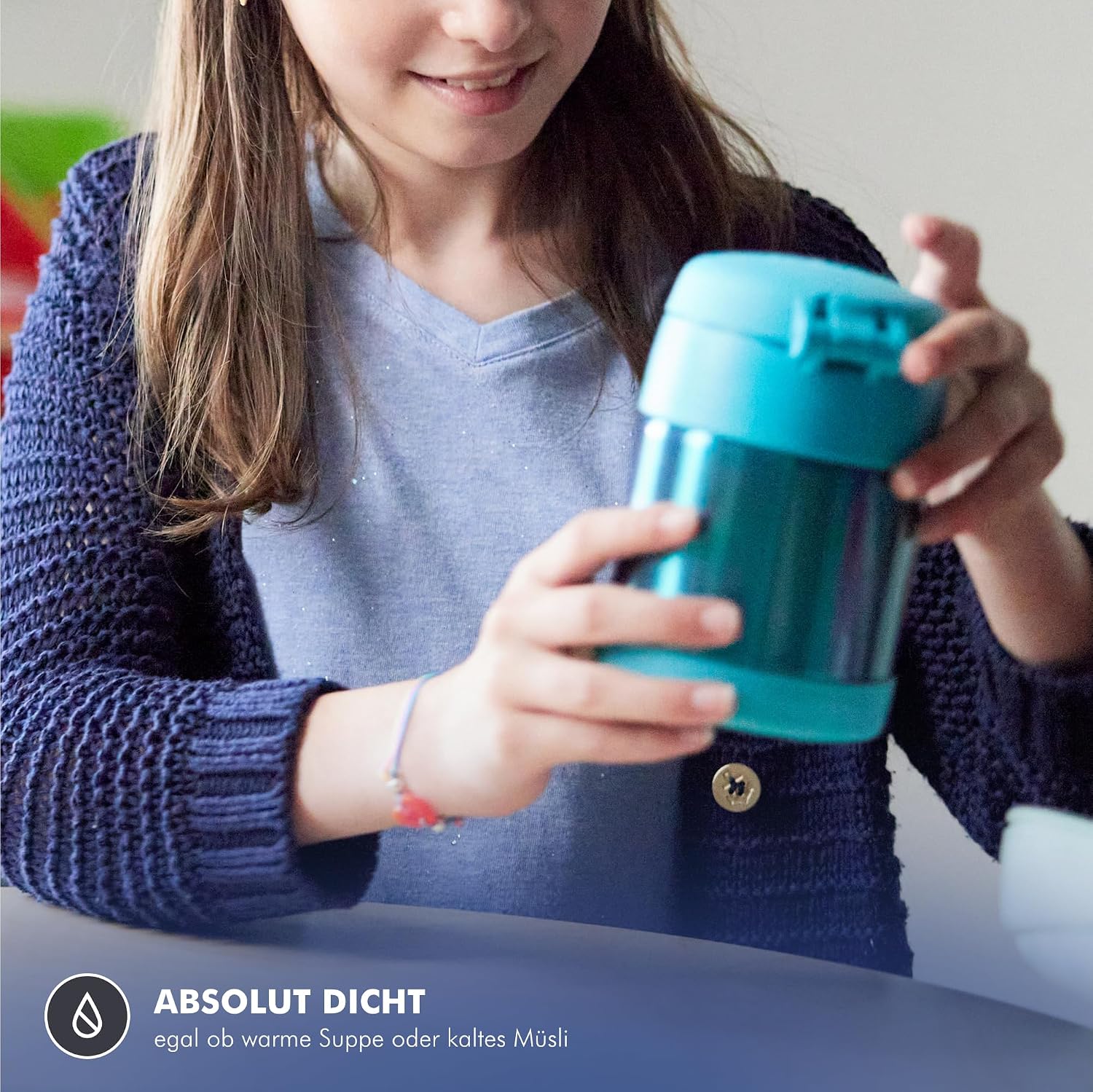 Thermoskanne Kinder FUNTAINER Thermobehälter 0,30 L 5 Stunden heiß Himbeerrosa | mit Löffel, 7 h kalt, auslaufsicher, Edelstahl-Isolierbehälter für Essen, Müsli & Snacks, Schule, Kita, Pausen, rosa – Bild 5