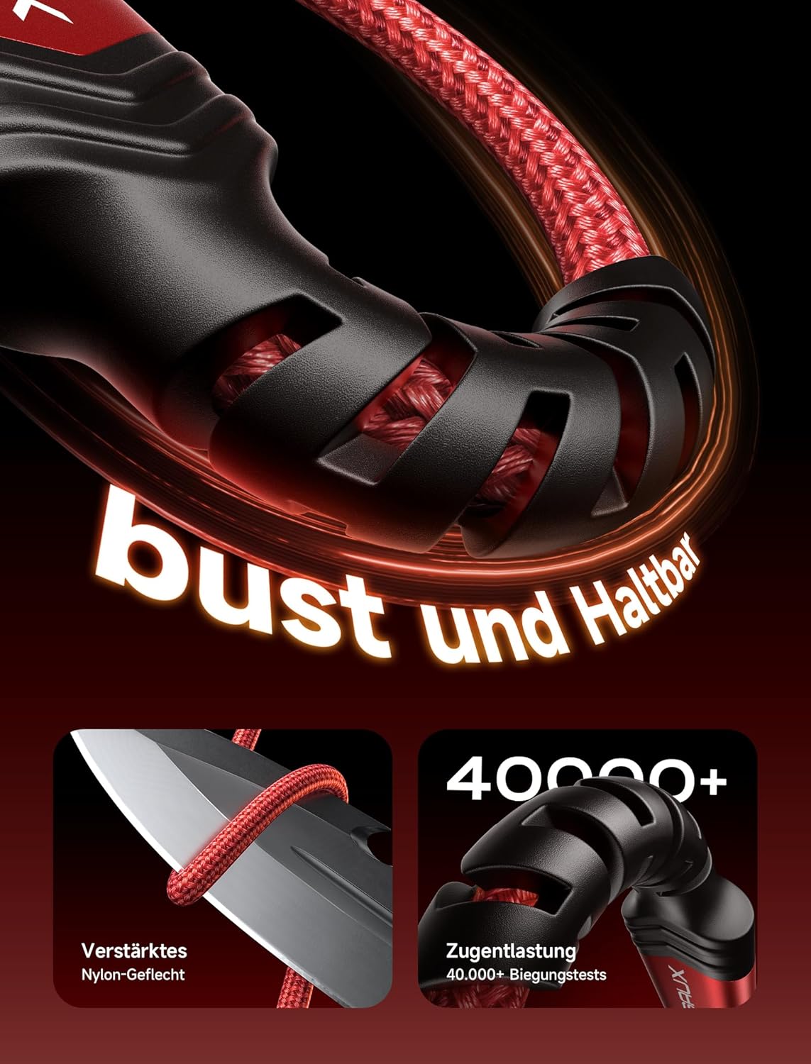 Jsaux USB-C-Kabel (2 Einheiten, 2 m), Nylon-Typ-C-Ladekabel für Samsung Galaxy S10, S9, S8 Plus, Note 10, 9, 8, A3, A5 2017, LG G5, G6, V20, HTC 10, U11, Sony Xperia XZ Xa1, Huawei P30, P20 Mate, 20 Lite, P10, P9 usw. – Bild 5