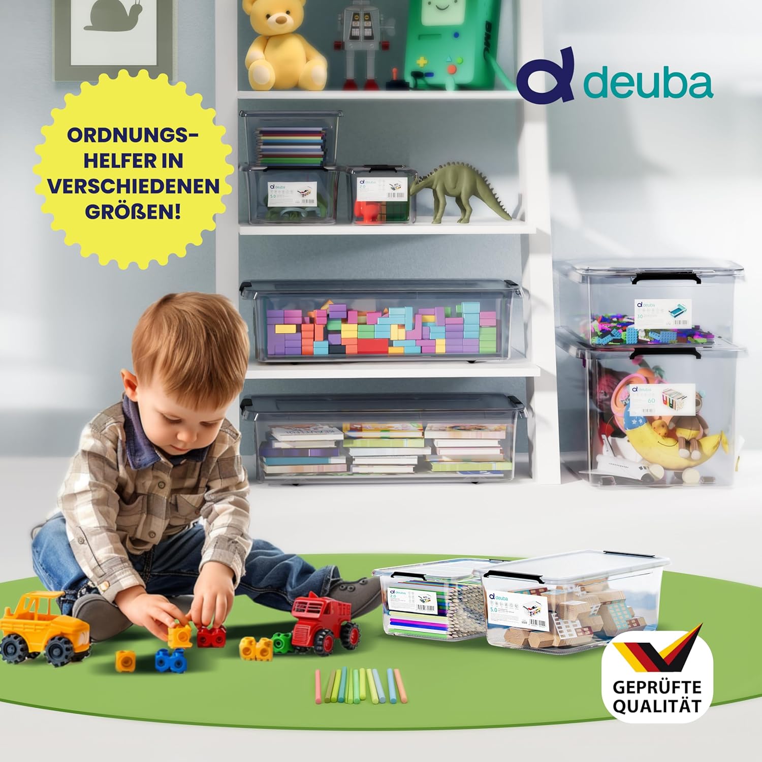 Deuba 6 x Aufbewahrungsbox mit Deckel, 5 L Box, Kunststoffboxen, lebensmittelecht, BPA-frei, klein, Klickverschluss, transparent, stapelbar, Küche, Schlafzimmer – Bild 2