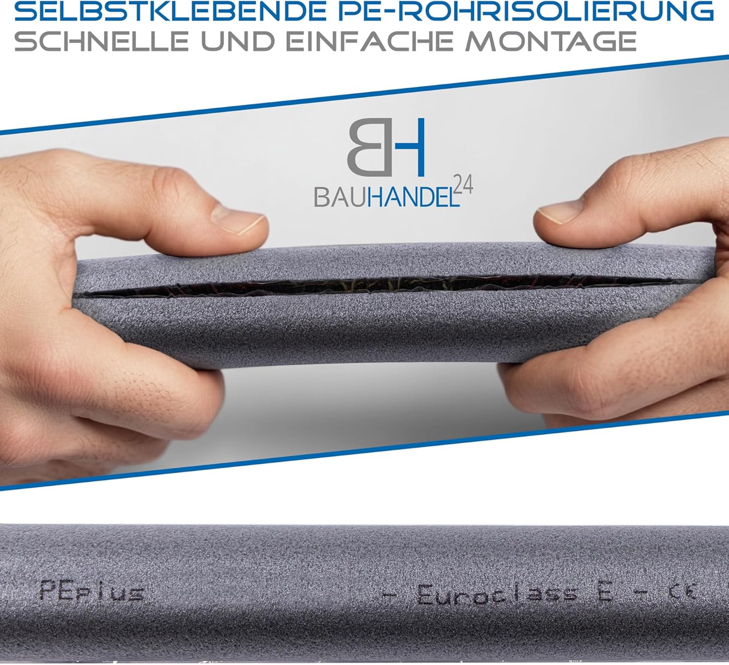 Bauhandel24-1 m Rohrisolierung selbstklebend Schaumstoff Rohrisolierung Heizungsrohre 20 mm Dämmstärke Ø 28 mm Rohrdurchmesser grau – Bild 4