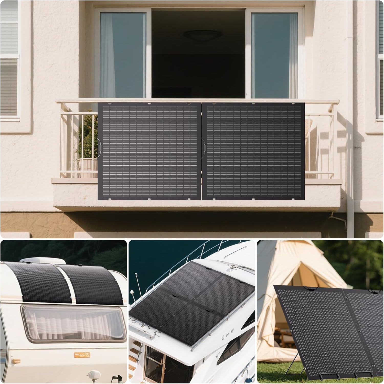 960 W flexibles Solarpanel, 4 x 240 W flexible Solarmodule, IP67, 23,5 % Umwandlung, Photovoltaik-Panel, Balkonkraftwerk, Solarzelle, ideal für Wohnmobil, Boot, Balkon, Wohnmobil, Garten – Bild 7
