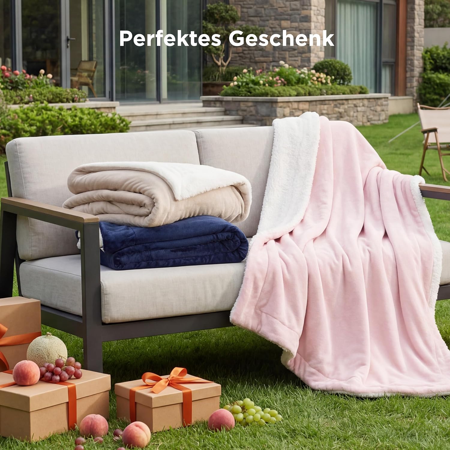 Bedsure Sherpa doppelseitige Decken, Kuscheldecken, extra dicke und warme Sofadecke, Couchdecke aus Sherpa, superflauschige Fleecedecke als Sofaüberwurf oder Wohnzimmerdecke – Bild 5