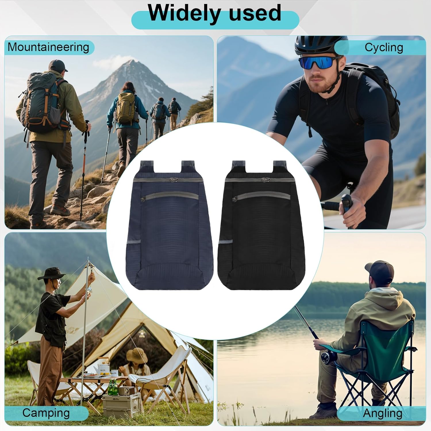 JSMTKJ Ultraleichte faltbare Rucksäcke 2er-Pack, packbare Wanderrucksäcke | Wasserdichter faltbarer Outdoor-Rucksack für Camping, Wandern, Reisen, Sport und Alltag. Ultraleicht – Bild 7