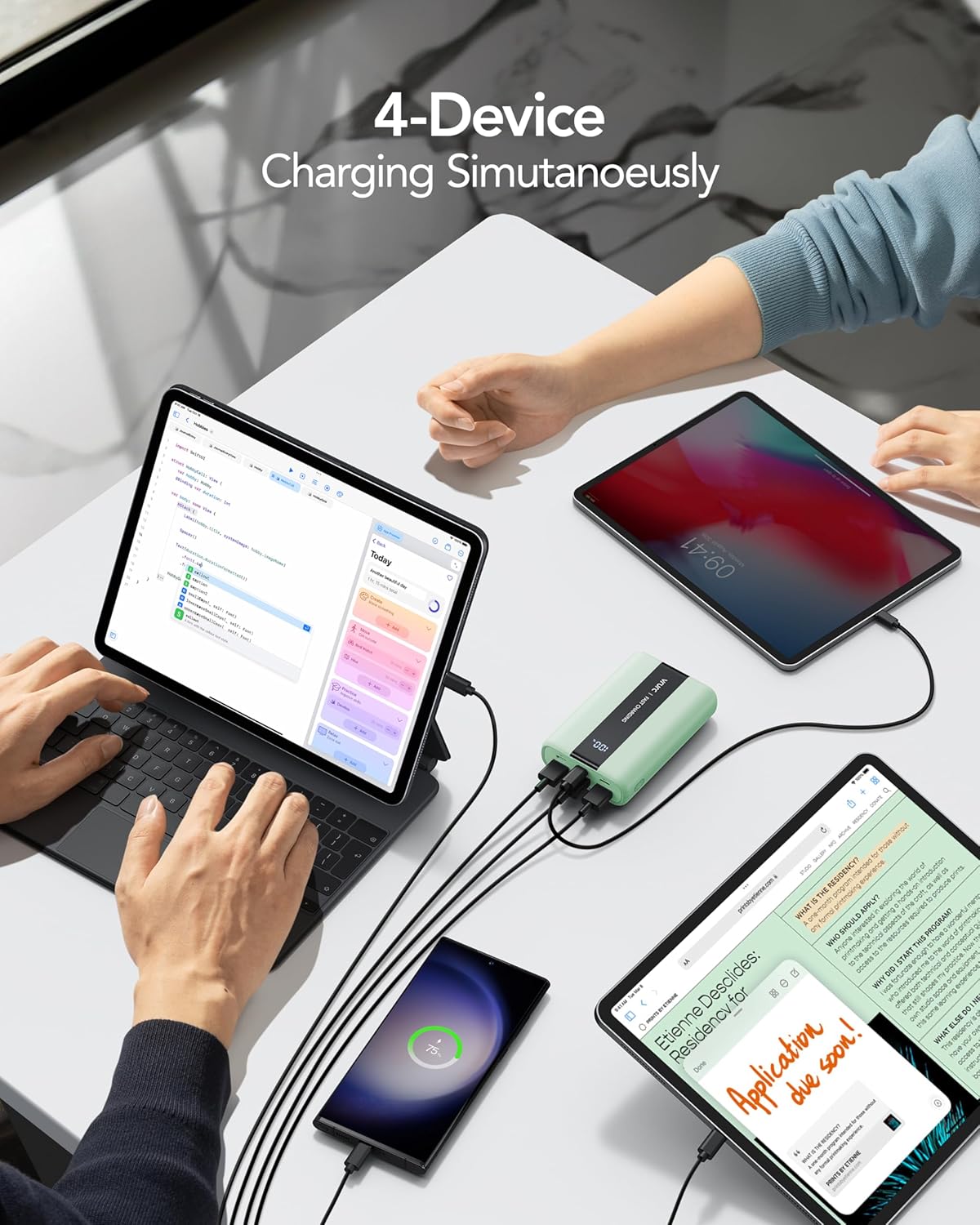 VRURC Power Bank 20000 mAh – kleiner und tragbarer externer Akku mit 22,5 W QC und PD 3.0 Schnellladung, USB-C, 6 Anschlüssen und LED-Anzeige, Power Bank für iPhone, Samsung, Huawei, iPad und Reisen – Bild 6