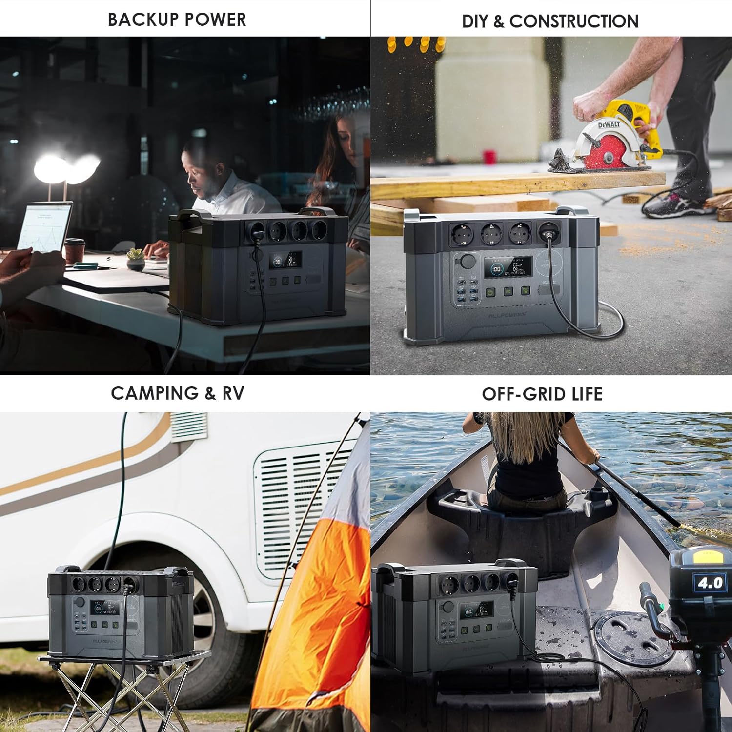 ALLPOWERS Tragbares Kraftwerk 2400 W (4000 W Surge) AC-Steckdosen 1451 Wh Akku MPPT-Solargenerator Mobiler Stromspeicher für Wohnmobil Camping DIY Notstromgenerator Wohnmobil Zuhause Notfall – Bild 9