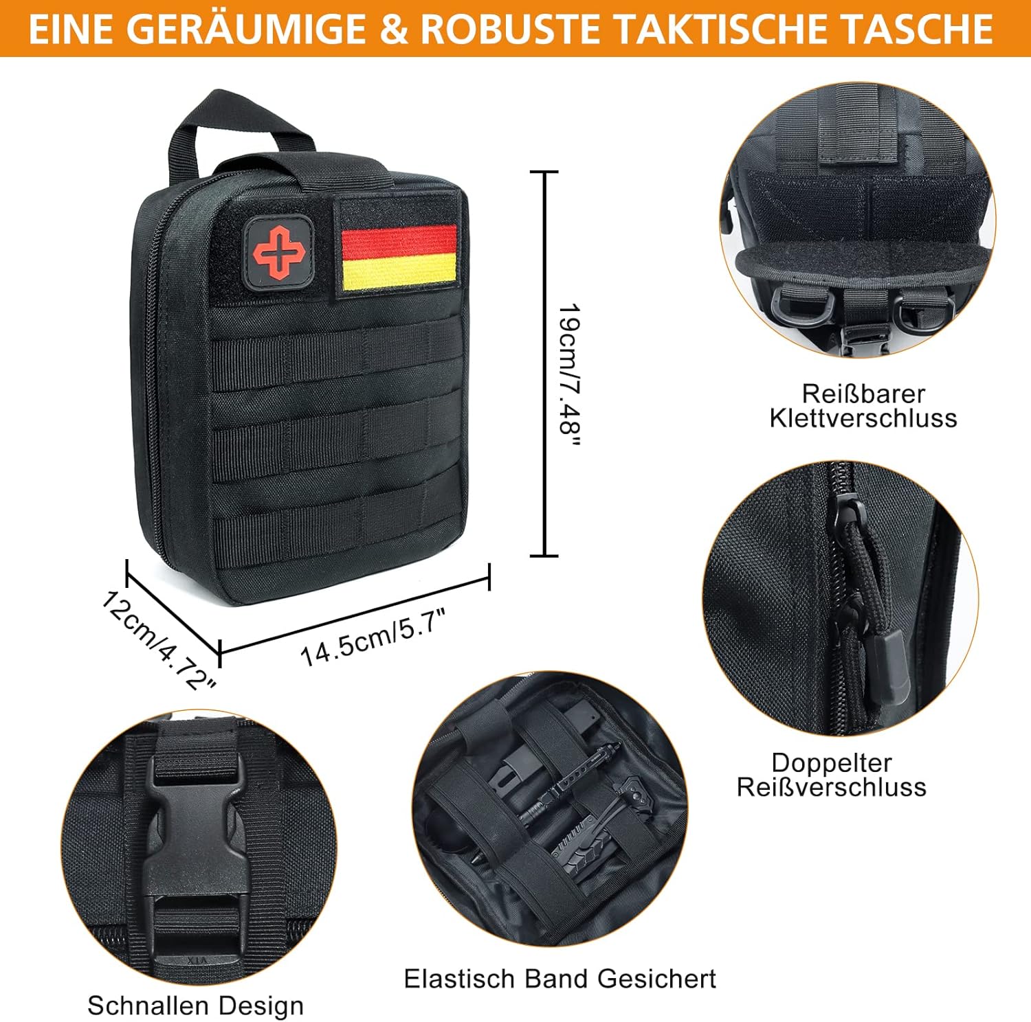 WayinTop Outdoor-Notfall-Überlebensset mit Erste-Hilfe-Set, Überlebensausrüstung mit Multi-Tool-Axt, Klappschaufel, Rettungsdecken-Kompass, Geschenke für Männer, Camping, Abenteuer, Wandern im Freien – Bild 5