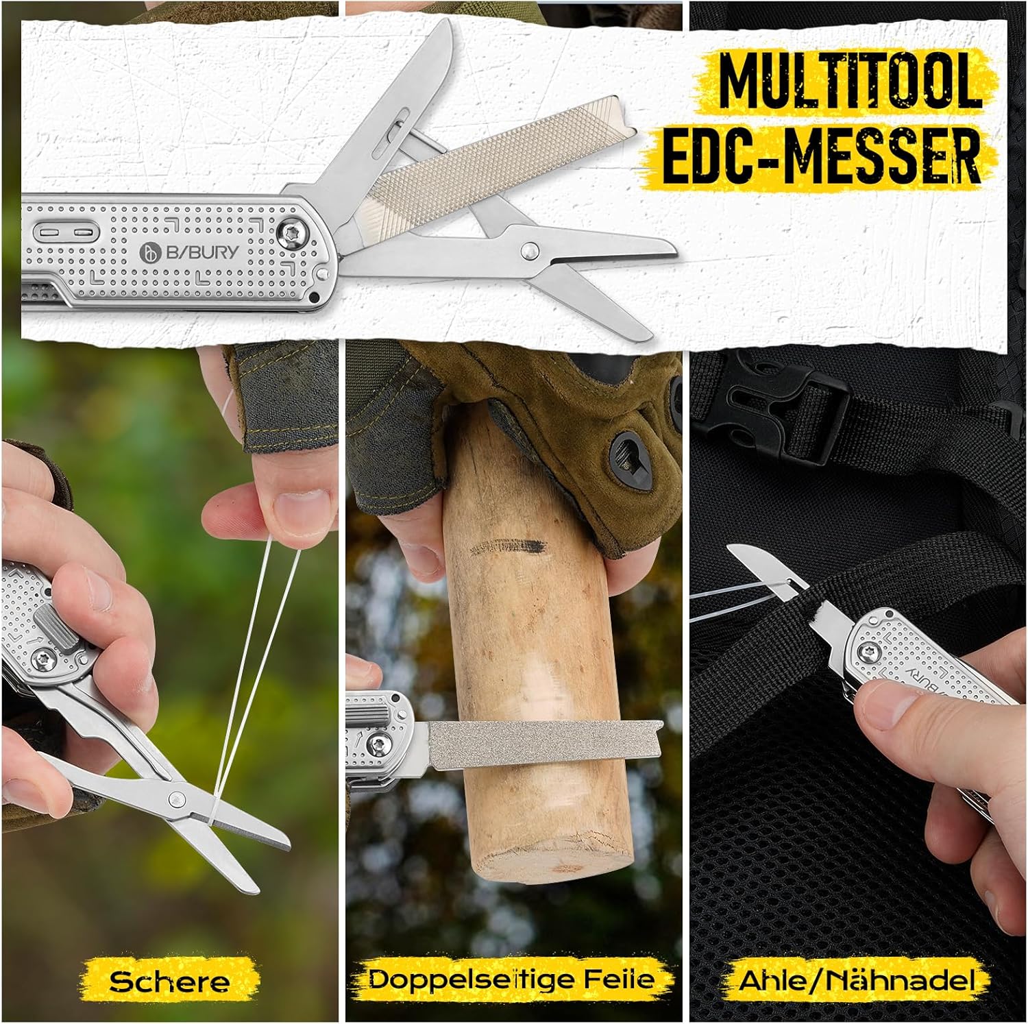 BIBURY Geschenke für Männer, Multitool EDC Taschenmesser, Survival Messer Edelstahl, Messer Outdoor, Papa Geschenk, Geburtstagsgeschenk Gadgets für Männer, Adventskalender Füllung Geschenke Männer – Bild 7