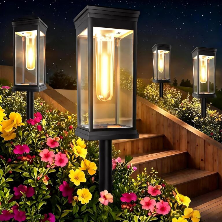 Verbesserte Solarleuchten für den Garten im Freien, 8 Stück, Solarleuchten für den Außenbereich, 3000 K superhelle Solar-Gartenleuchten für den Außenbereich, wasserdichte Solarleuchten für den Garten, Auto-Ein/Aus-Solar für den Garten