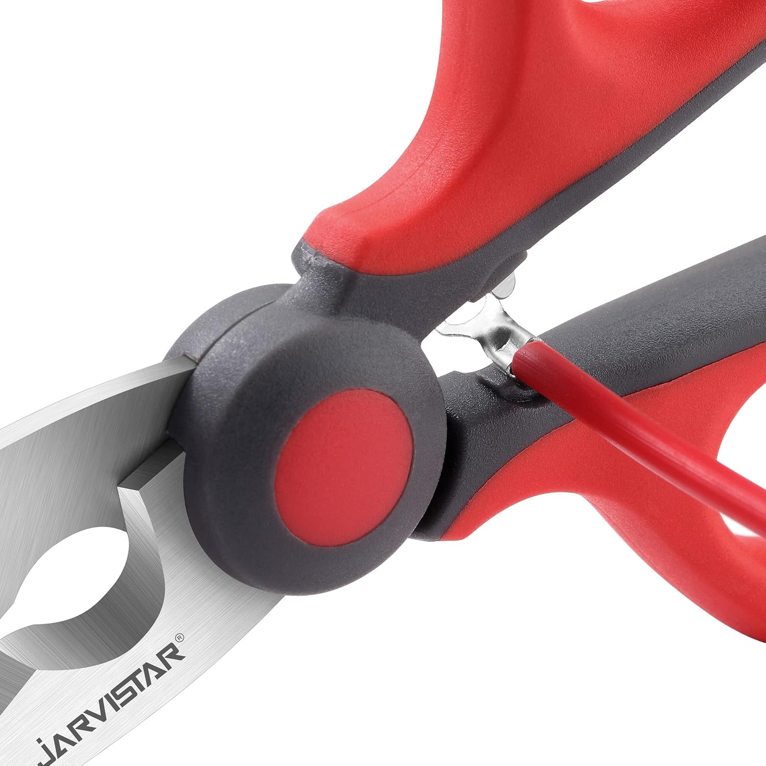 JARVISTAR Elektrikerschere, Universal-Kabelschere, 6 Zoll Multifunktionsschere mit Gürtelclip und weichem Gummigriff, Edelstahlschere, 15,3 cm (Schwarz/Rot) – Bild 6