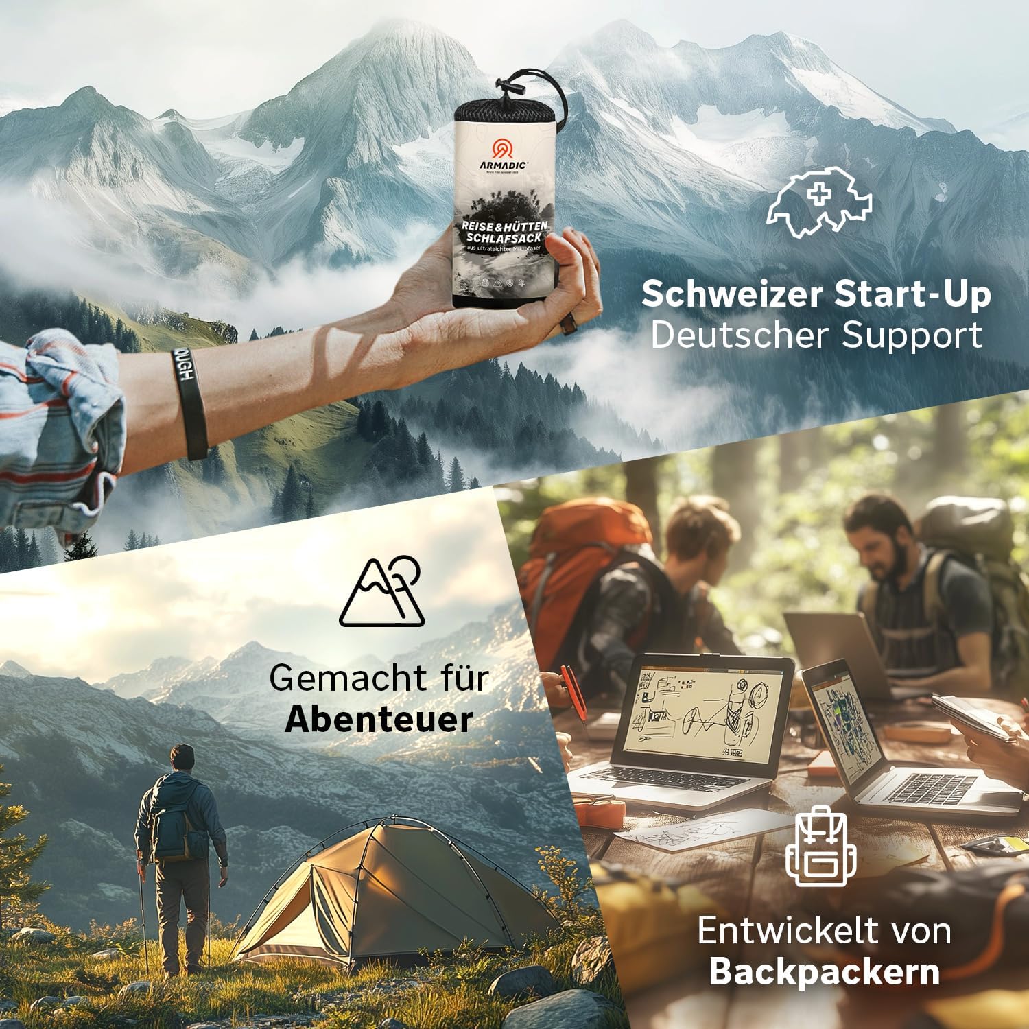 Hüttenschlafsack aus Mikrofaser oder Bio-Baumwolle (nur 230g / 370g) - Ultra leicht, klein und dünn. Reiseschlafsack, Schlafsack Inlett, Inlay I Ideal für Backpacking, Hostels und Berghütten – Bild 6