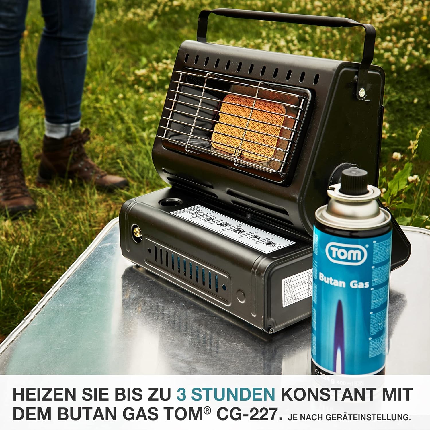 TOM 8 x 12 x oder 28 x Butangaskartuschen 227 mit MSF-1A Bajonettventil – Die Butangaskartuschen sind ideal für Campingkocher, Gaslampe usw. oder für Unkrautbrenner, Flächenbrenner – Bild 7