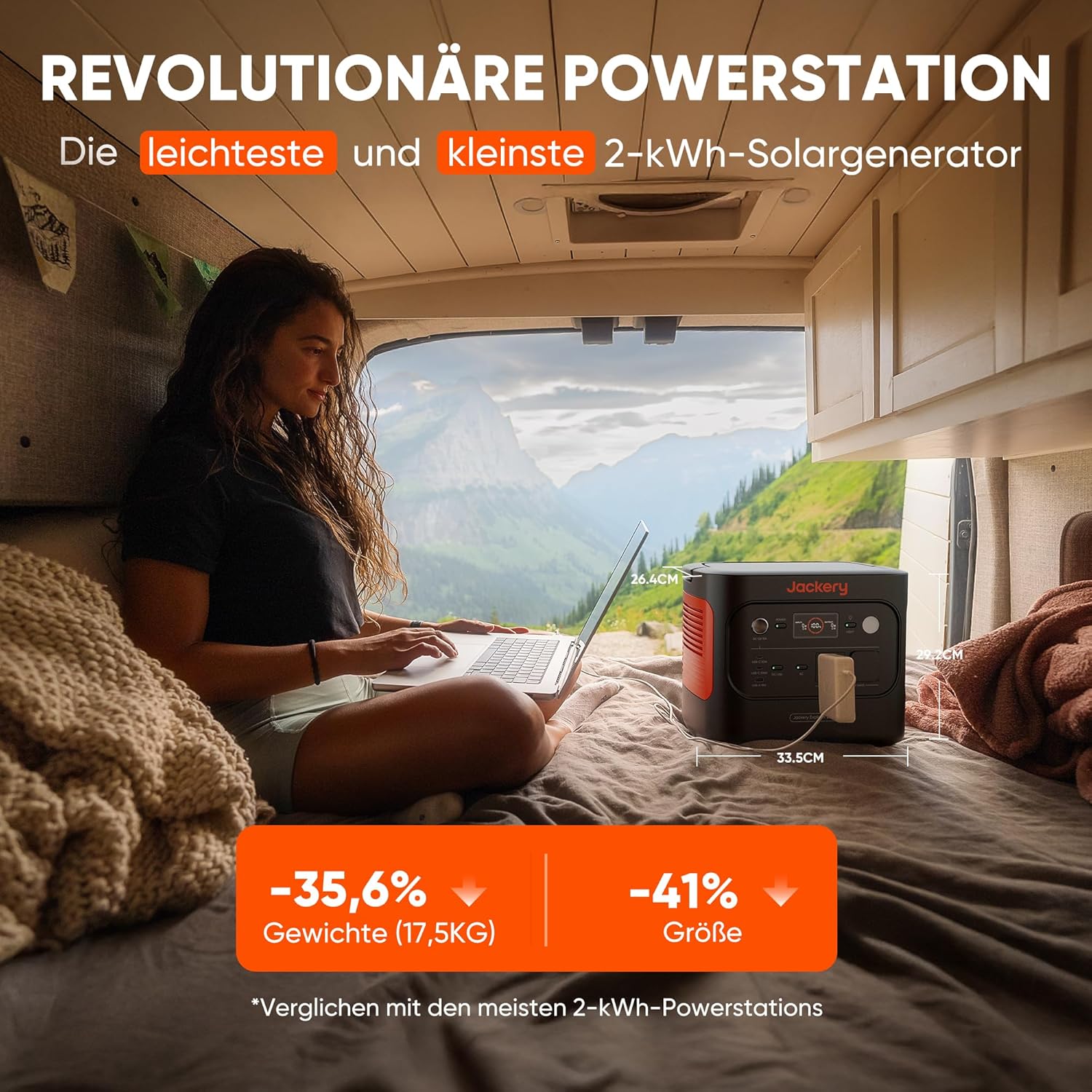 Jackery 2000 v2 Tragbares Kraftwerk mit 2 x 100 W Solarpaneelen, 2042 Wh Solargenerator mit 2200 W Leistung, LiFePO4-Akku, Schnellladung für Camping, Wohnmobil, netzunabhängig – Bild 6