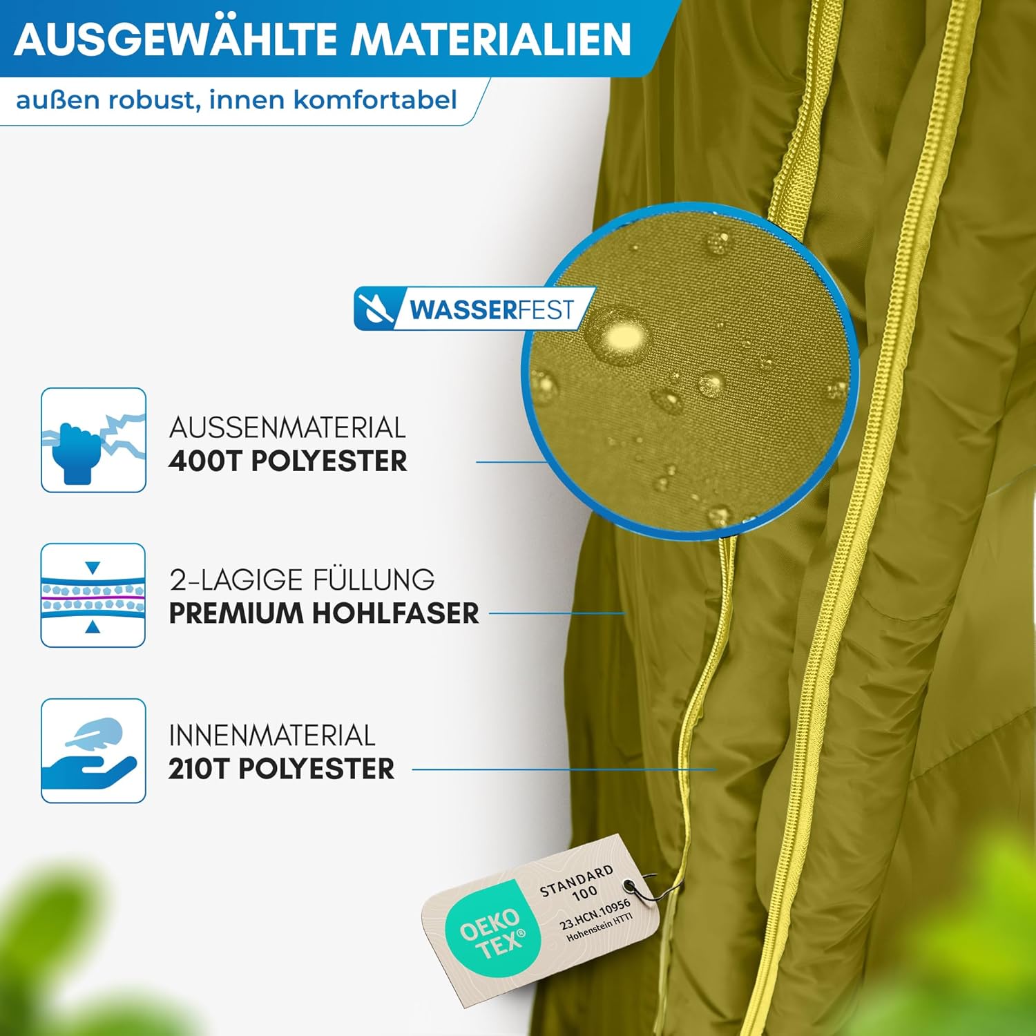 NORDMUT® Deckenschlafsack für Erwachsene mit Zwei-Wege-YKK-Reißverschluss – kleines Packmaß & ultraleicht 1600 g – 3 Jahreszeiten (250 g/m²) – Schlafsack für Camping, Outdoor & Festivals – Bild 2