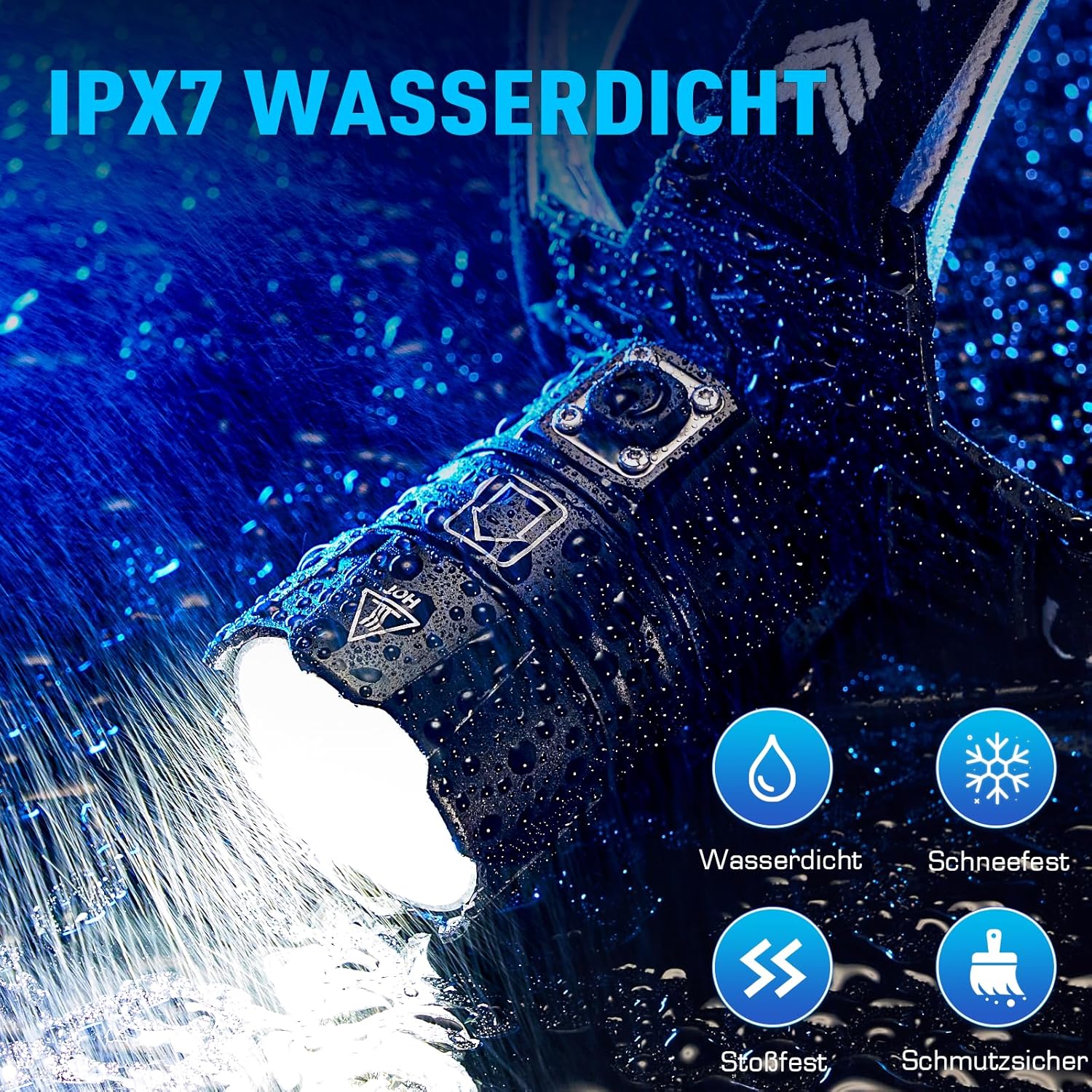 Glarylight LED wiederaufladbare Stirnlampe, superhelle 120.000 Lumen, komfortable Stirnlampe mit 5 Modi, IPX7 wasserdicht & 9000 mAh Akku & zoombar, 120° verstellbare Stirnlampen für Camping, Angeln, Outdoor – Bild 5
