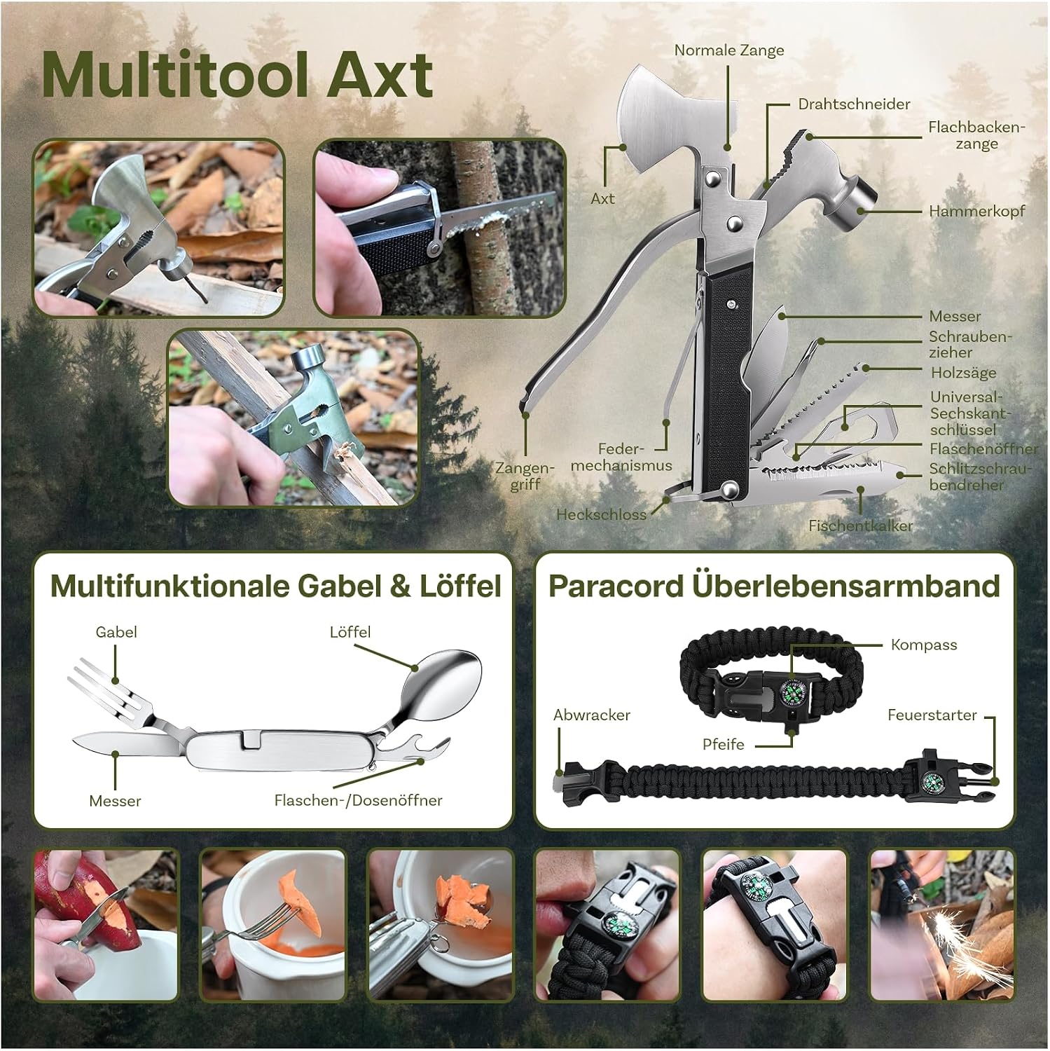 Survival Kit All-in-1 – MMOBIEL Notfallset – Survival-Ausrüstung mit Wasserfilter, Multitool etc. für Outdoor, Camping, Abenteuer, Outdoor-Wandern – Geschenke für Männer – Bild 4