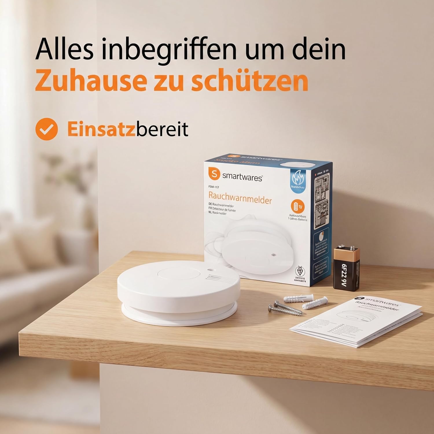 Smartwares Rauchmelder - TÜV - Austauschbare Batterie - Optischer Sensor - Testknopf - Geräuschlose Funktion - FSM-11710 – Bild 7