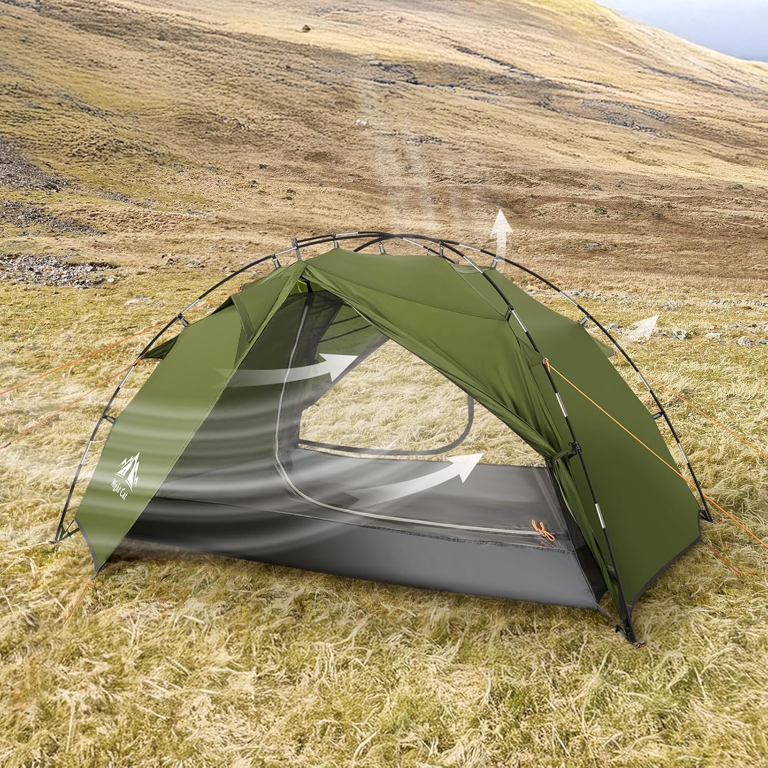 Night Cat Camping Zelt 2 Personen: Wasserdichtes Campingzelt 2 Man Zente Zwei Schichten Einfache Einstellung Leicht Für Trekking Wandern Garten – Bild 4