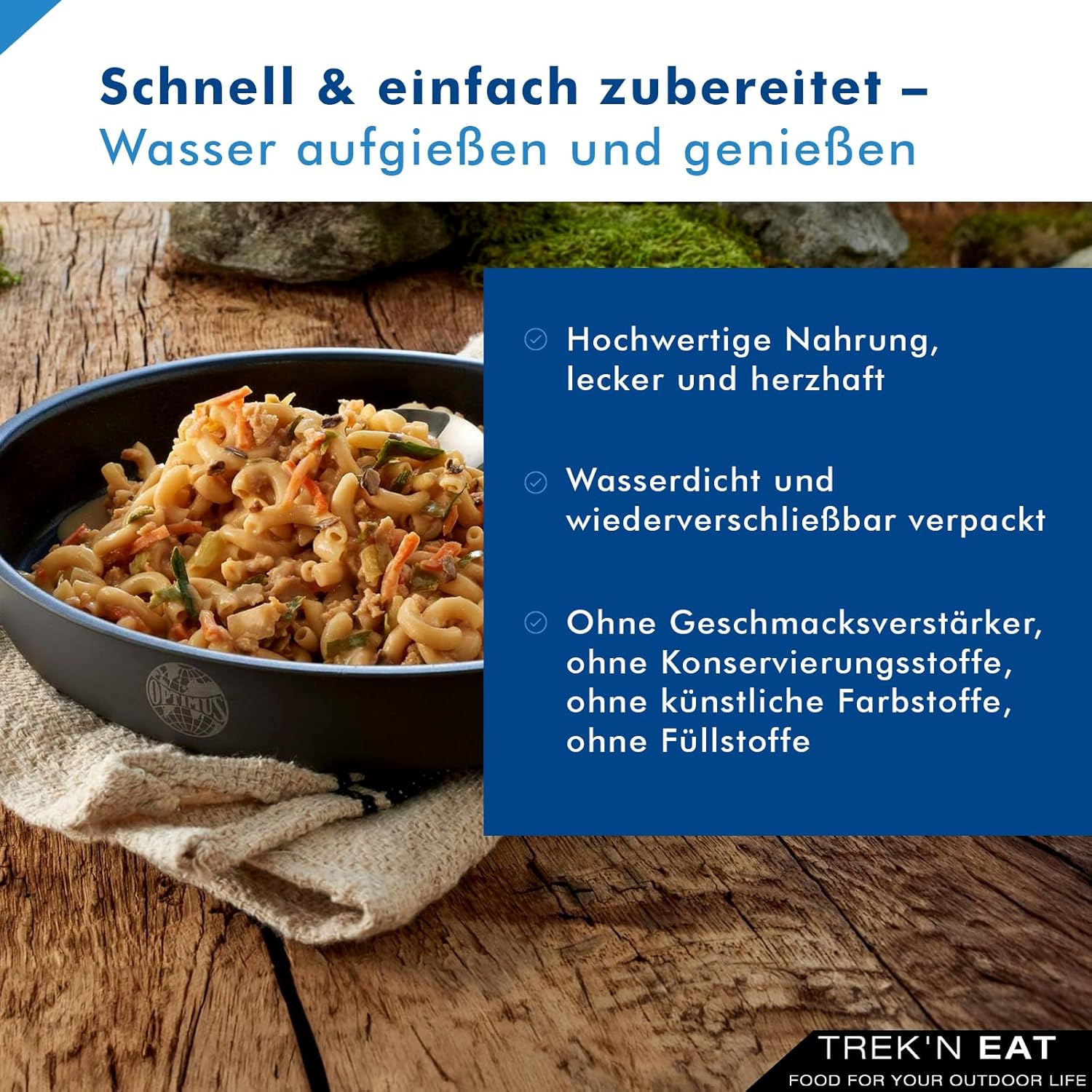Trek'n Eat Waldpilzragout mit Nudeln – Outdoor-Fertiggericht (vegetarisch) | Gefriergetrocknete Trekkingnahrung mit hohem Energiegehalt – Ideal für Camping, Wandern & Expeditionen – Bild 4
