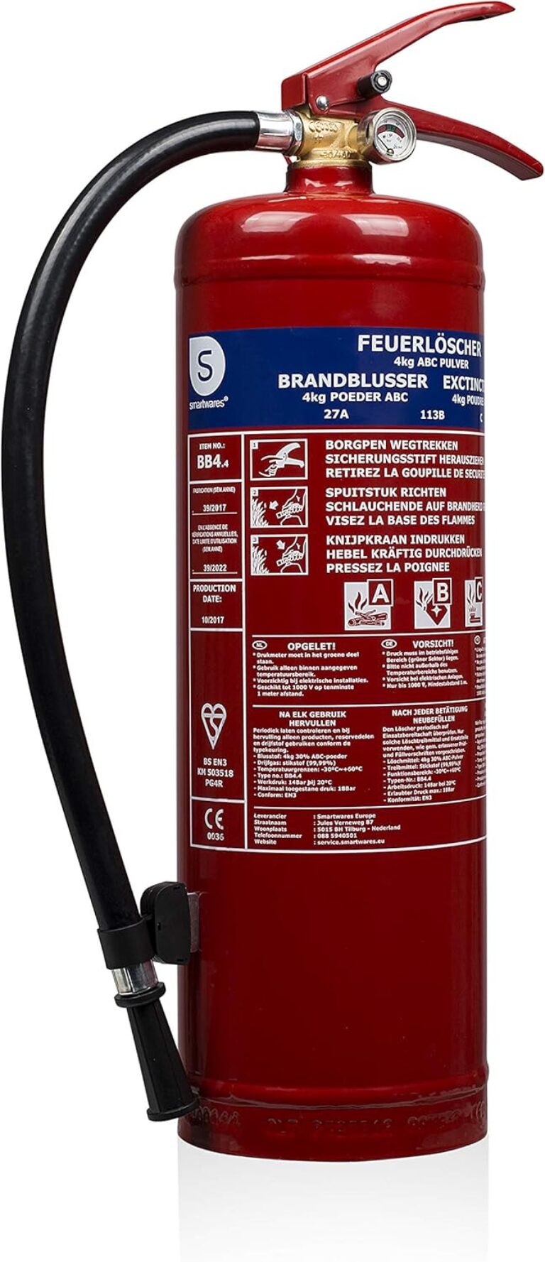 Smartwares SW BB1 Feuerlöscher, rot, FEX-15140 (BB4.4)