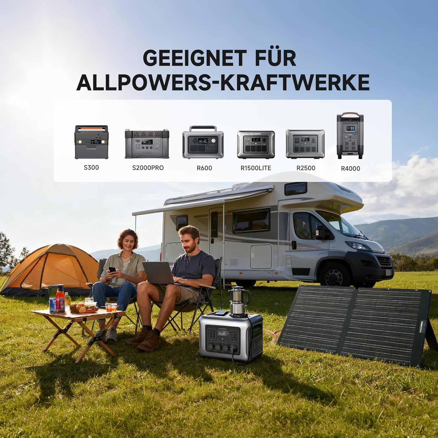 ALLPOWERS faltbares Solarpanel 100 W, monokristalline Solarmodule für S300 R600 R1500 R2500 tragbares Kraftwerk, Solargenerator, Photovoltaikmodul, Solaranlage für Camping, Garten, Wohnmobil, Wohnmobil – Bild 6