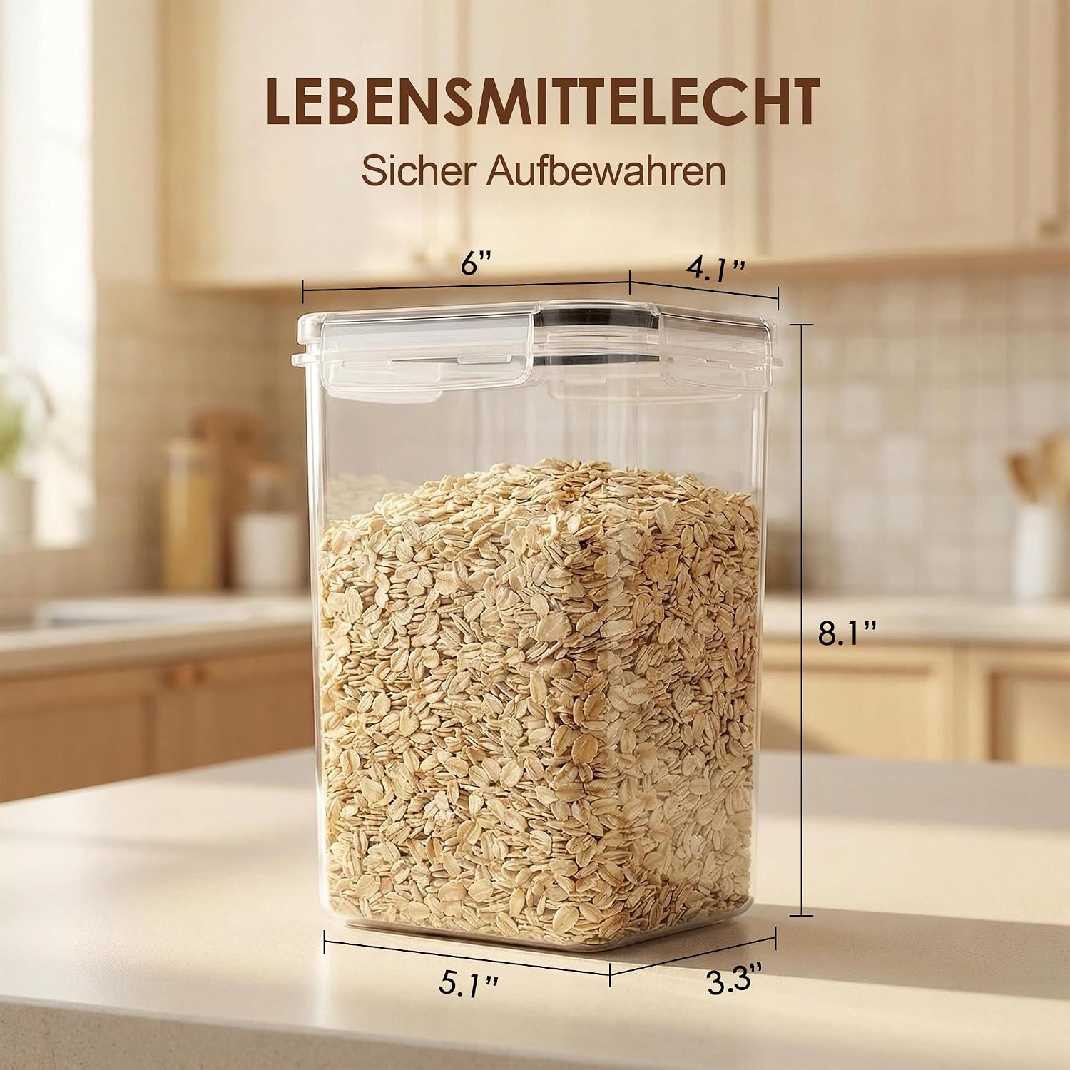 Vtopmart Vorratsbehälter-Set 2 L, für Müsli und frische Lebensmittel, BPA-freier Kunststoff, luftdicht, Trockenfutterbehälter-Set mit 9 Stück, 24 Etiketten für Müsli, Mehl, Zucker usw. (Schwarz) – Bild 2