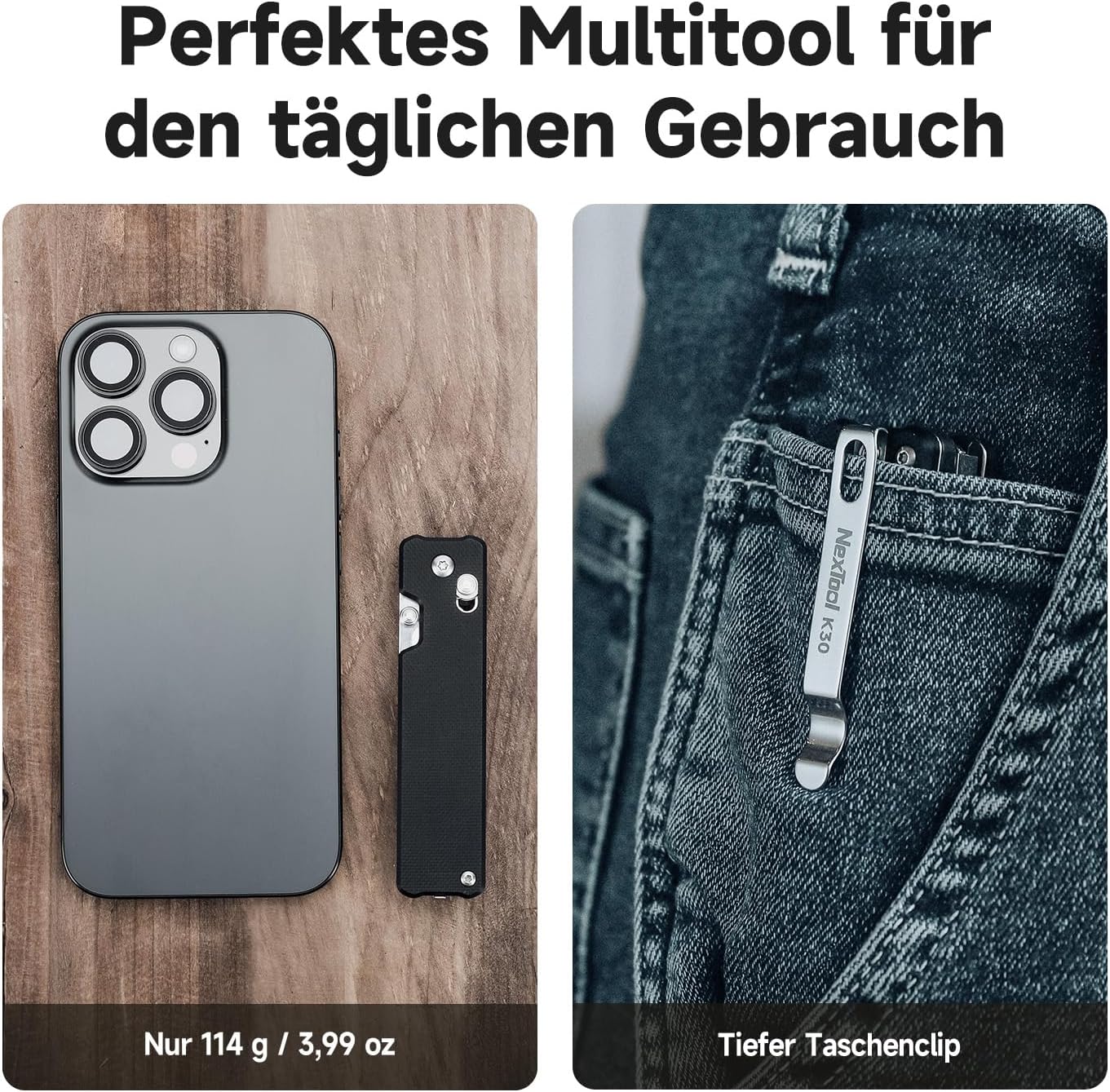 NexTool Knight K30 11-in-1-Klappmesser mit Verriegelung, EDC-Multifunktionswerkzeug mit 14C28N-Stahlklinge und G10-Griff, geriffelte Schere für den täglichen Gebrauch, Camping und Wandern – Bild 8