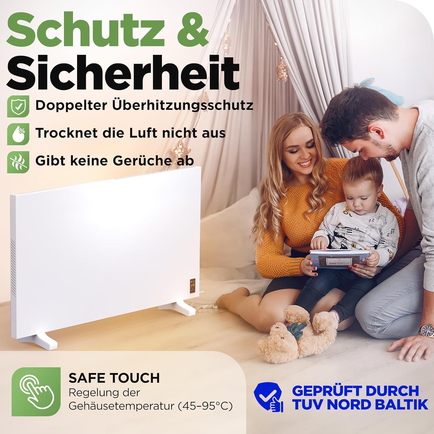 TermoPlaza WLAN Infrarotheizung mit Thermostat 1100 W bis 28 m² Intelligente Infrarot-Wandheizung & Standgerät Energiesparende Infrarot-Elektroheizung & Konvektorheizung für Zuhause und Schlafzimmer – Bild 5