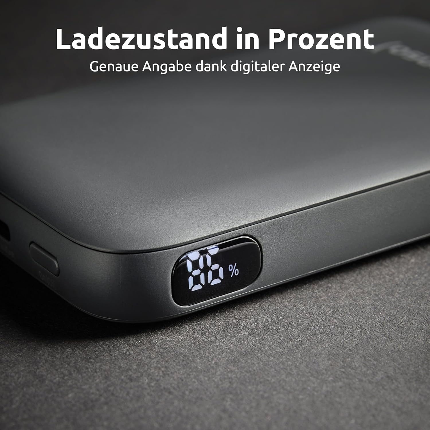 Intenso S10000 Powerbank mit integriertem USB-C-Kabel, 10.000 mAh, ultraschnelles Laden mit PD 3.0 (PPS), 20 W, Ladestatus in Prozent, in Deutschland getestet, grau – Bild 6