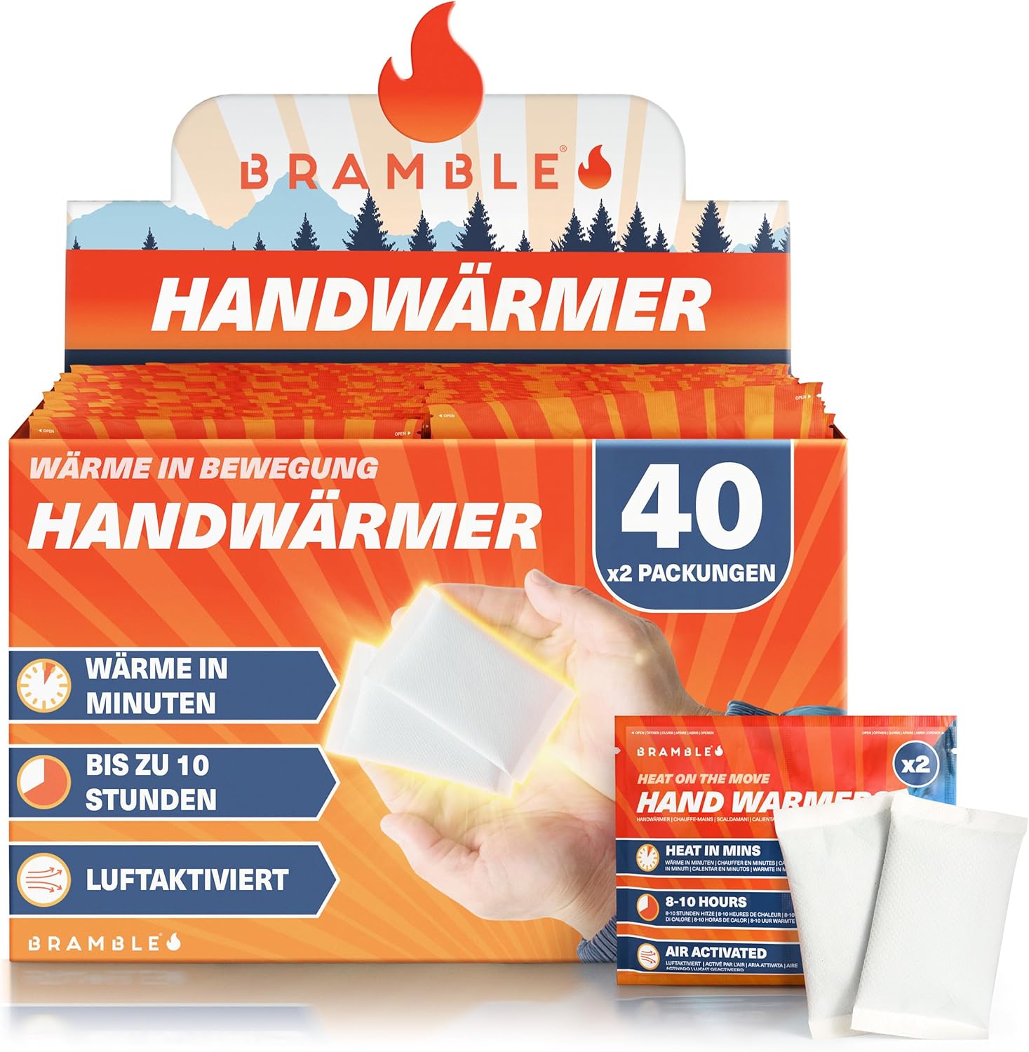 Bramble – Handwärmer – Luftaktivierte Taschenwärmer für Outdoor-Aktivitäten – Wärme in Minuten – Bis zu 10 Stunden Wärme