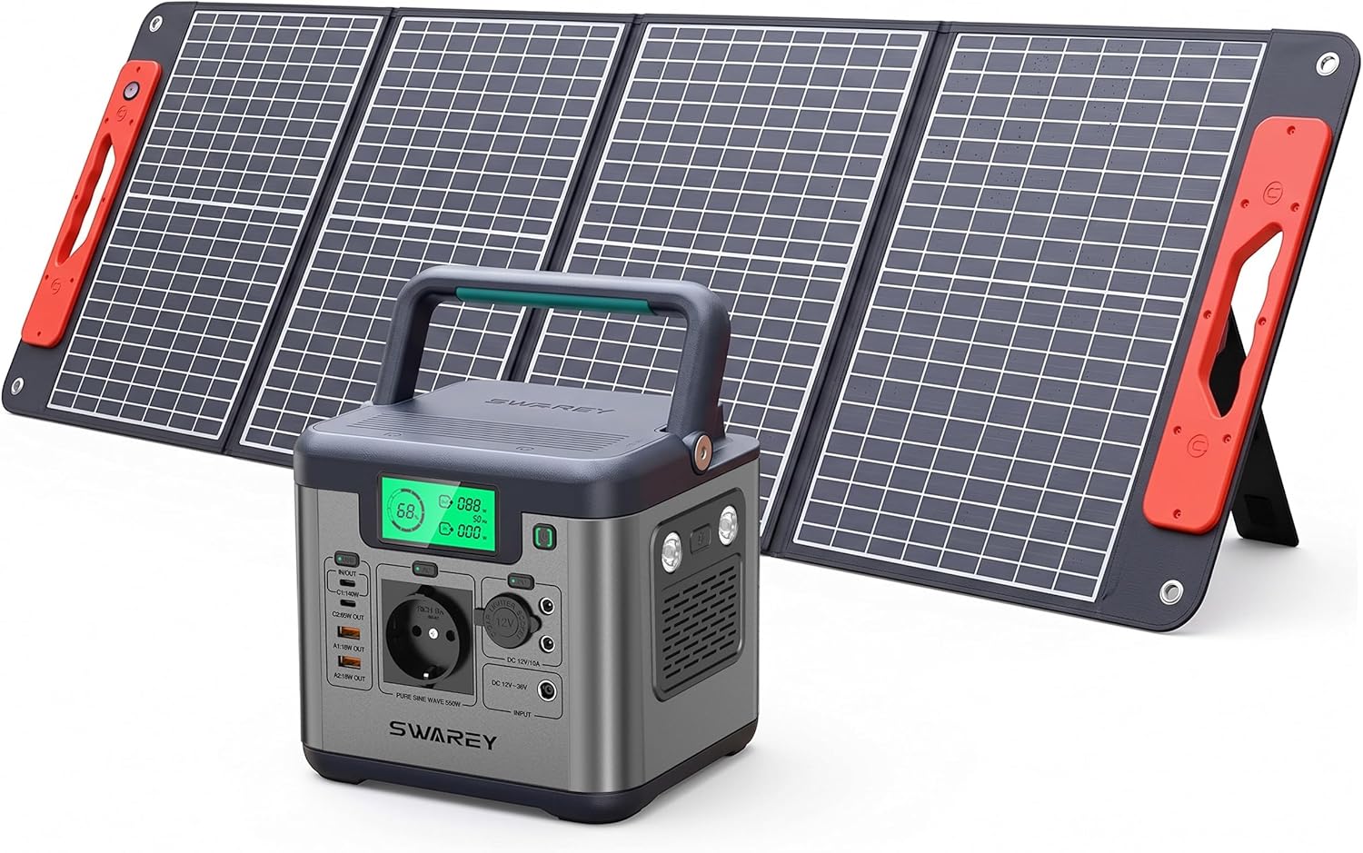 Tragbare Power Station S550 mit 100 W Solarpanel, 555 Wh Solargenerator, 550 W (1100 W Spitze) Wechselstrom, 140 W bidirektionale Schnellladung USB-C, Notstromgenerator für Outdoor-Camping-Wohnmobile | 550 W (1100 W Spitze) Wechselstrom, 140 W bidirektionale Schnellladung USB-C, Notstromgenerator für Camping-Wohnwagen-Haus im Freien