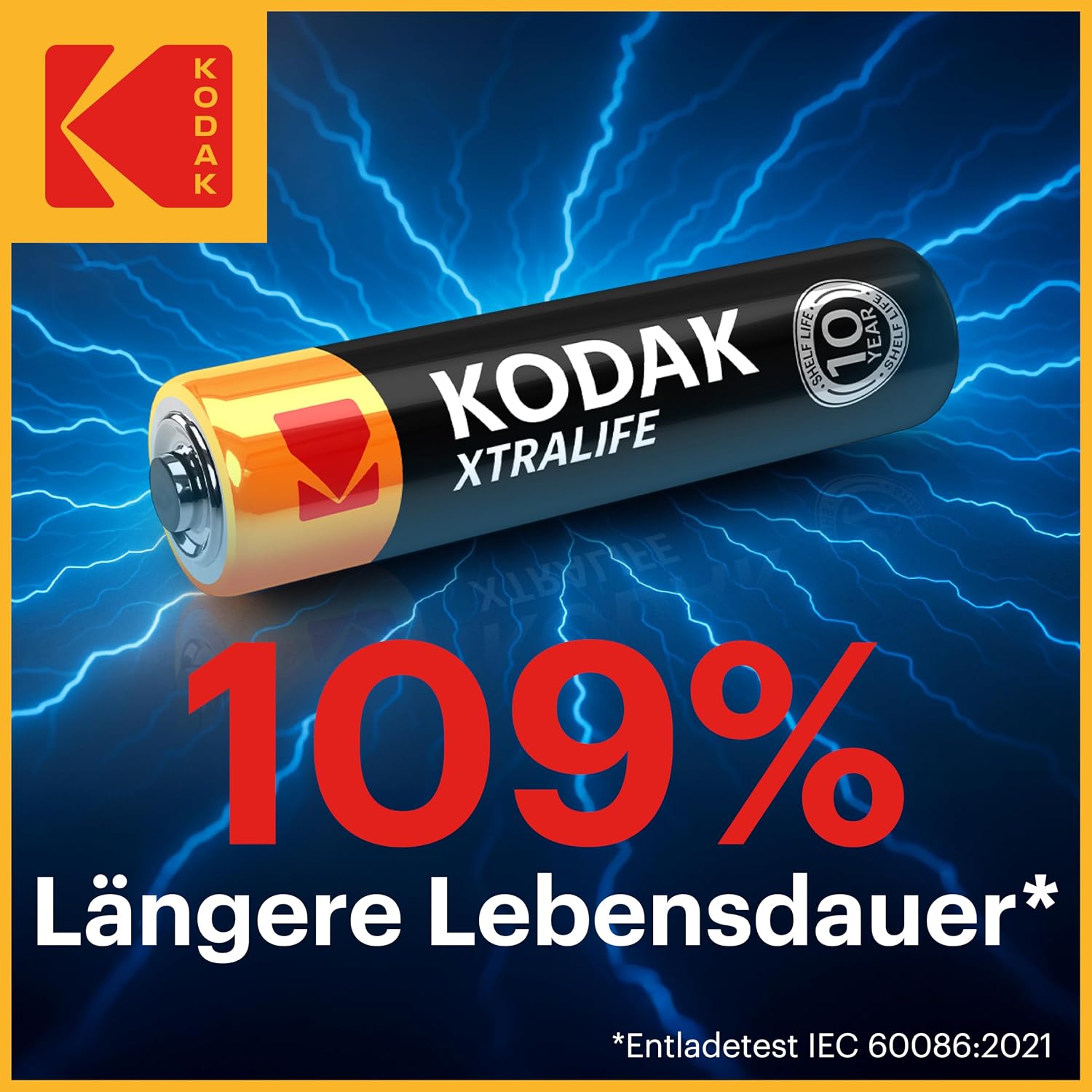 Kodak Xtralife AAA-Batterien 24er-Pack, Triple-A-Alkali-LR03-1,5-V-Batteriesatz, ideal für Haushaltsuhren, Fernbedienungen, kabelloses Spielzeug und Elektronik | 109 % mehr Leistung, 10 Jahre Haltbarkeit, fortschrittlicher Auslaufschutz, Hochleistungsbatterien – Bild 2
