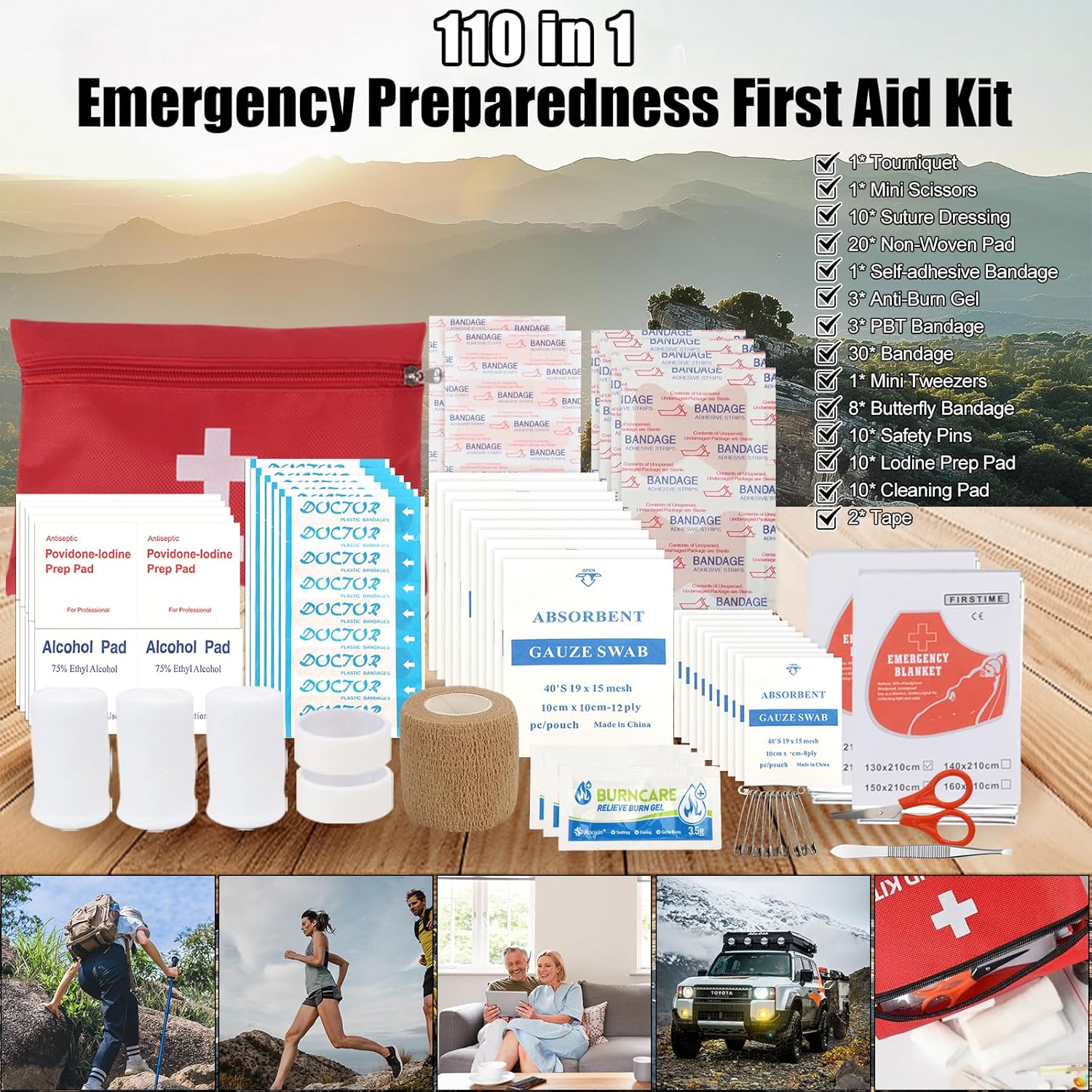 Survival Kit 35 in 1, Professionelles Notfallset mit Campingzubehör, Premium Set Messer Outdoor-Ausrüstung, Survival-Ausrüstung für Camping, Bushcraft, Jagd, Abenteuer, Väter, Männer – Bild 2