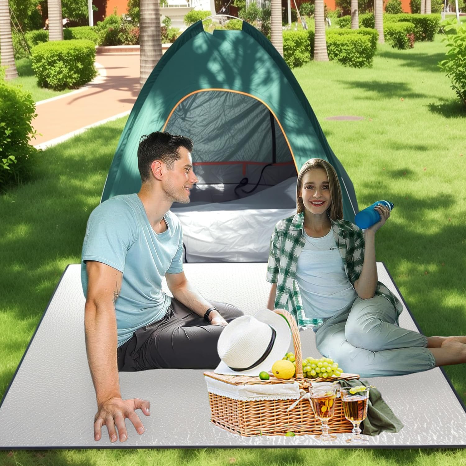 Aluminium-Isomatte, Schaumstoffmatten, 200 x 200 cm, Schlafmatte für Camping, isolierte Decke, faltbare Zeltmatte, Bodenmatte, Thermodeckenmatte aus Aluminiumfolie und EPE – Bild 8