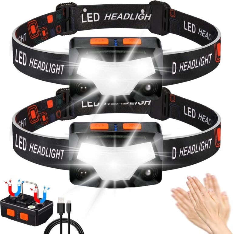Hyted LED wiederaufladbare Stirnlampe, 2 Stück, 2000 Lumen, superhelle Sensor-LED-Stirnlampe, 14 Lichtmodi, wasserdicht, leichte Stirnlampe zum Angeln, Joggen, Camping