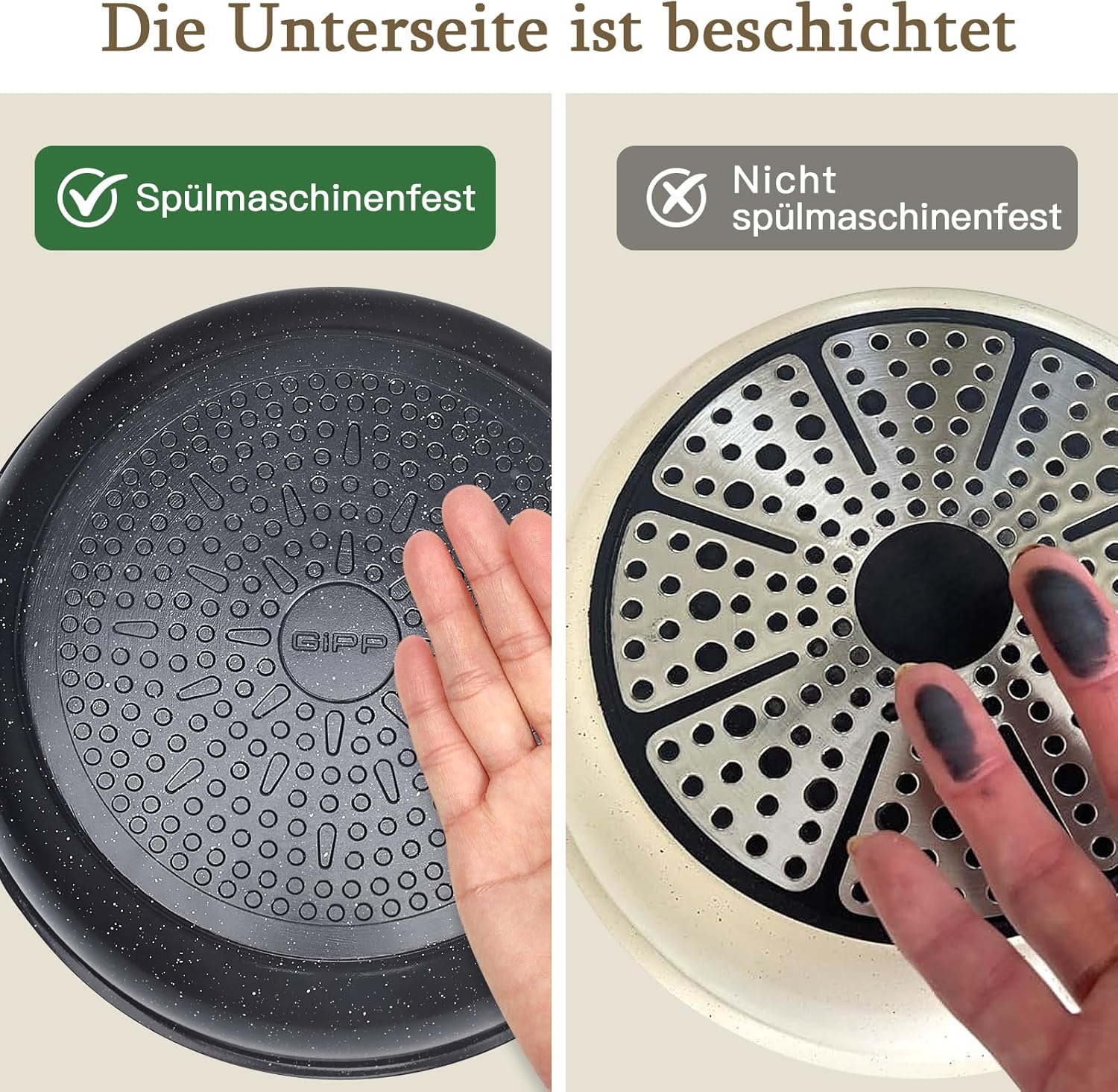 GiPP Kochgeschirr-Set mit abnehmbaren Griffen, 21-teiliges Induktions-Pfannenset mit Granit-Antihaftbeschichtung, ofenfest, für alle Herdarten geeignet – Bild 6