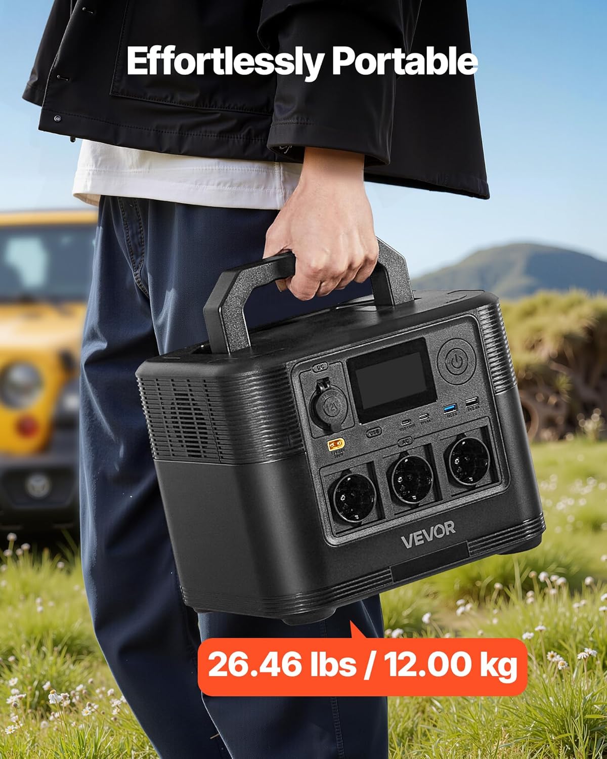 VEVOR Tragbares Kraftwerk, 1800 W Solargenerator, 1008 Wh LiFePO4-Batterie-Backup mit 8 Ausgängen für Notfälle zu Hause, Camping im Freien, Reisen mit dem Wohnmobil (Solarpanel nicht im Lieferumfang enthalten) – Bild 5