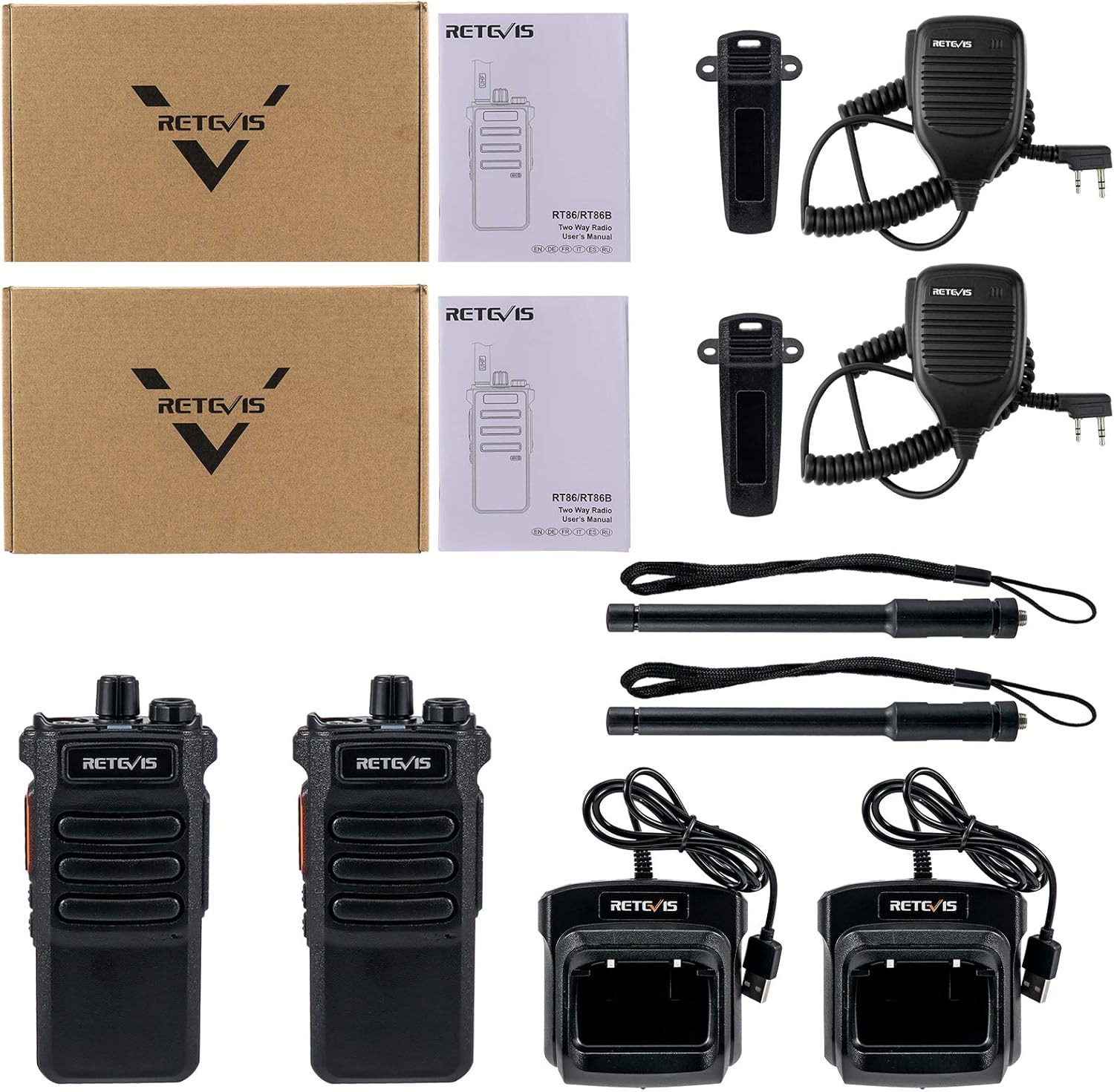 Retevis RT86 Langstreckenfunkgerät, Hochleistungs-Walkie-Talkie mit Lautsprechermikrofon, 2600 mAh tragbares Funkgerät, kabelloses Klon-Notfallfunkgerät für die Fertigung (Schwarz, 2 Stück) – Bild 11