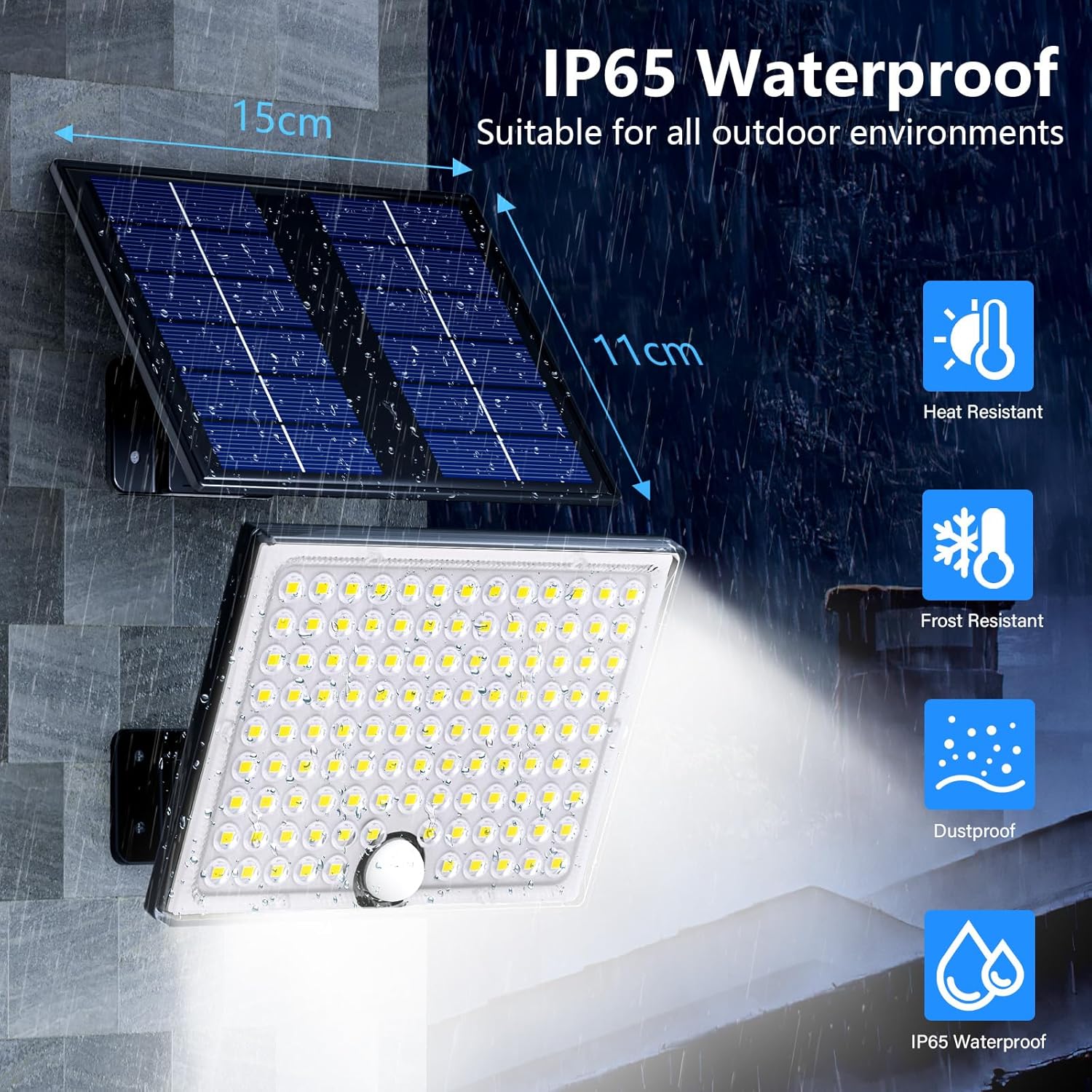 Realky Solarleuchten für den Außenbereich mit Fernbedienung, Außenlampe mit Bewegungsmelder, IP65 wasserdichte Solarleuchte mit 5 m Kabel für Garage, Garten, Hof, Stufen, Haustüren, Rasen – 1 Stück – Bild 5