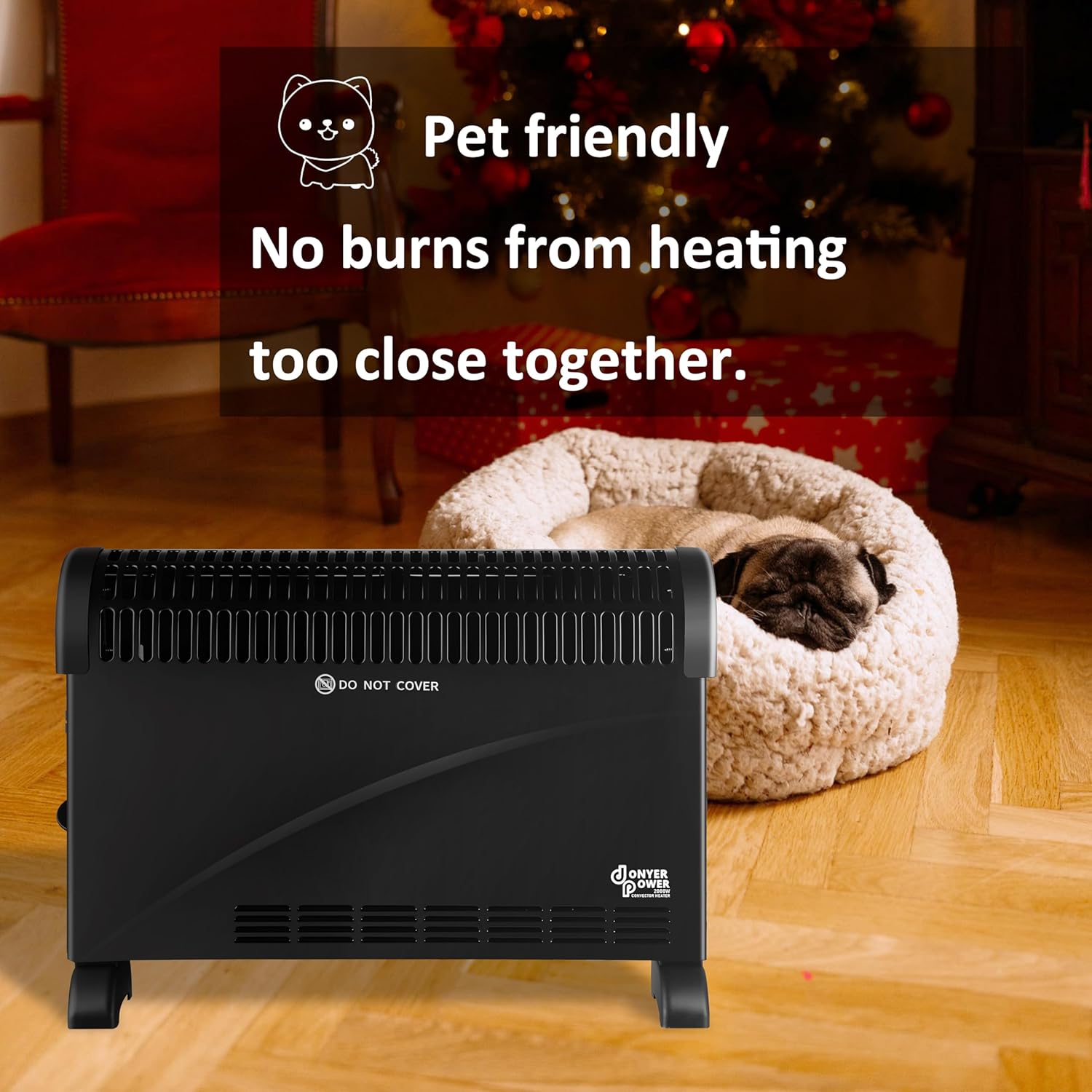 Donyer Power 2KW Konvektor mit Thermostat – leise – Wandmontage | 3 Heizstufen (750 W/1250 W/2000 W) – Leiser Betrieb – Stand- und Wandmontage – sofort einsatzbereit – Bild 3