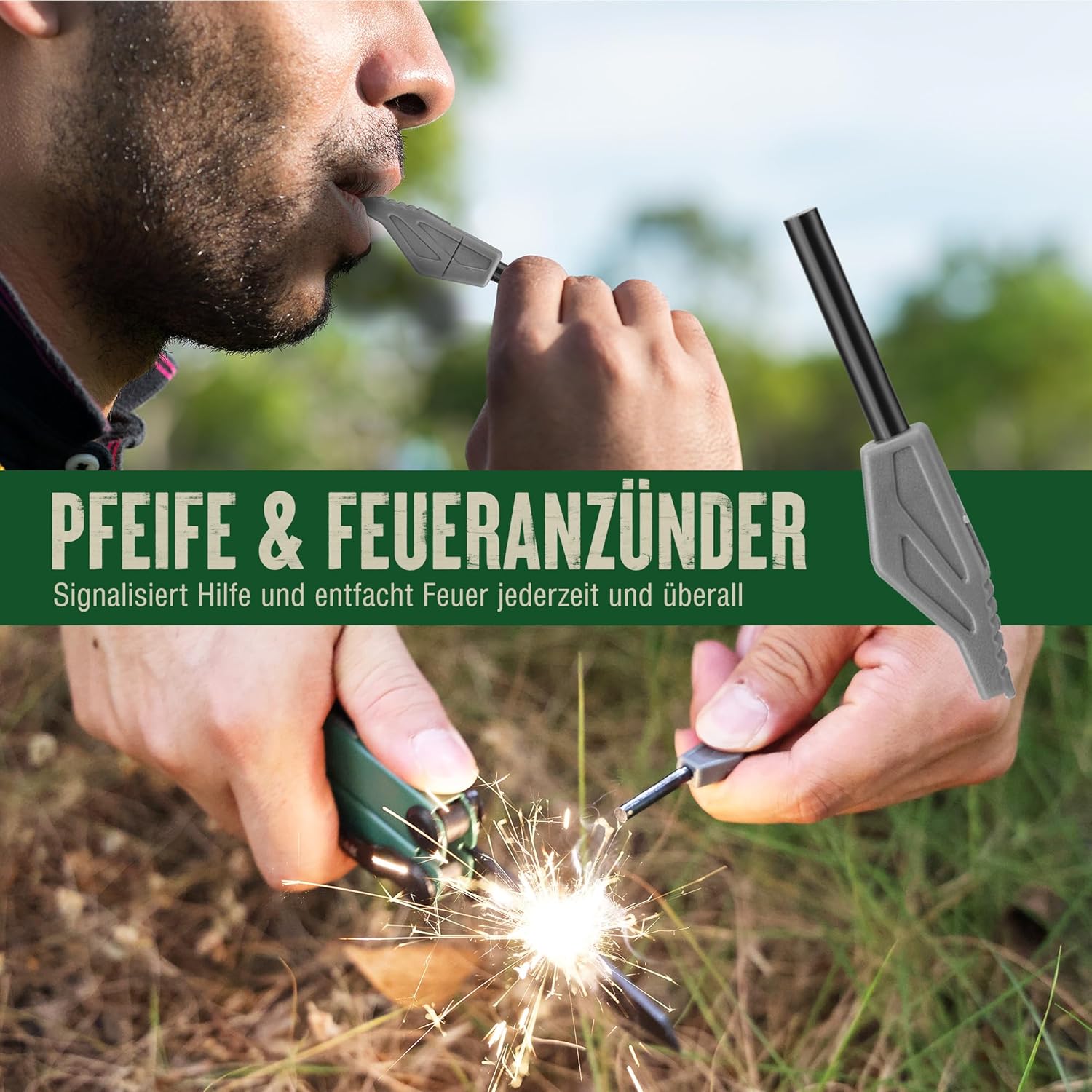 Mossy Oak Multifunktionszange, 27-in-1 Multitool-Werkzeug, faltbares Edelstahl-Multifunktionswerkzeug, Multifunktionszange mit 4 Bits, Messer, zum Wandern, Camping, Reparieren mit Tragetasche, Grün | Inklusive Messer, Feueranzünder, Pfeife, Flaschenöffner und Schraubenzieher für Camping, Wandern und Outdoor-Abenteuer – Bild 7