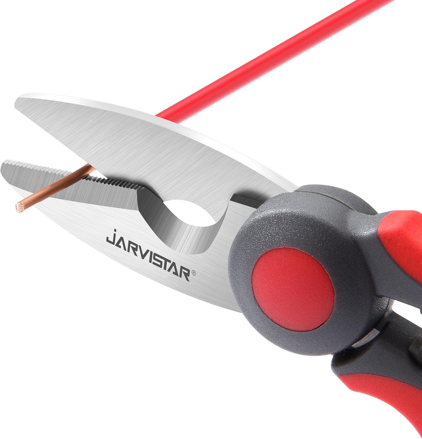 JARVISTAR Elektrikerschere, Universal-Kabelschere, 6 Zoll Multifunktionsschere mit Gürtelclip und weichem Gummigriff, Edelstahlschere, 15,3 cm (Schwarz/Rot) – Bild 5